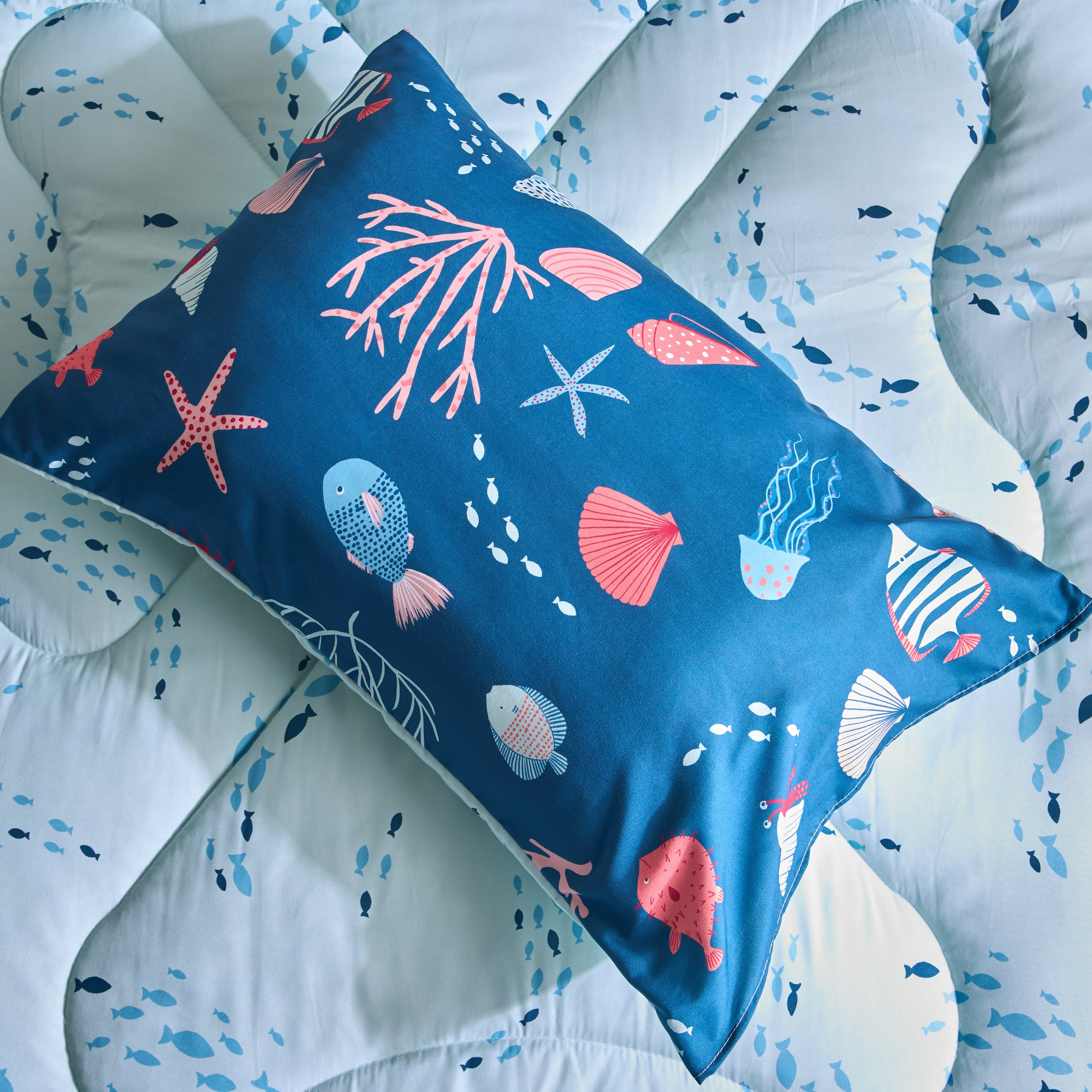 طقم لحاف توين من الألياف الدقيقة بتصميم أسماك البحر قطعتين من جوي - 160×220 سم-hbxhomeware-hbxbedroom-image-7