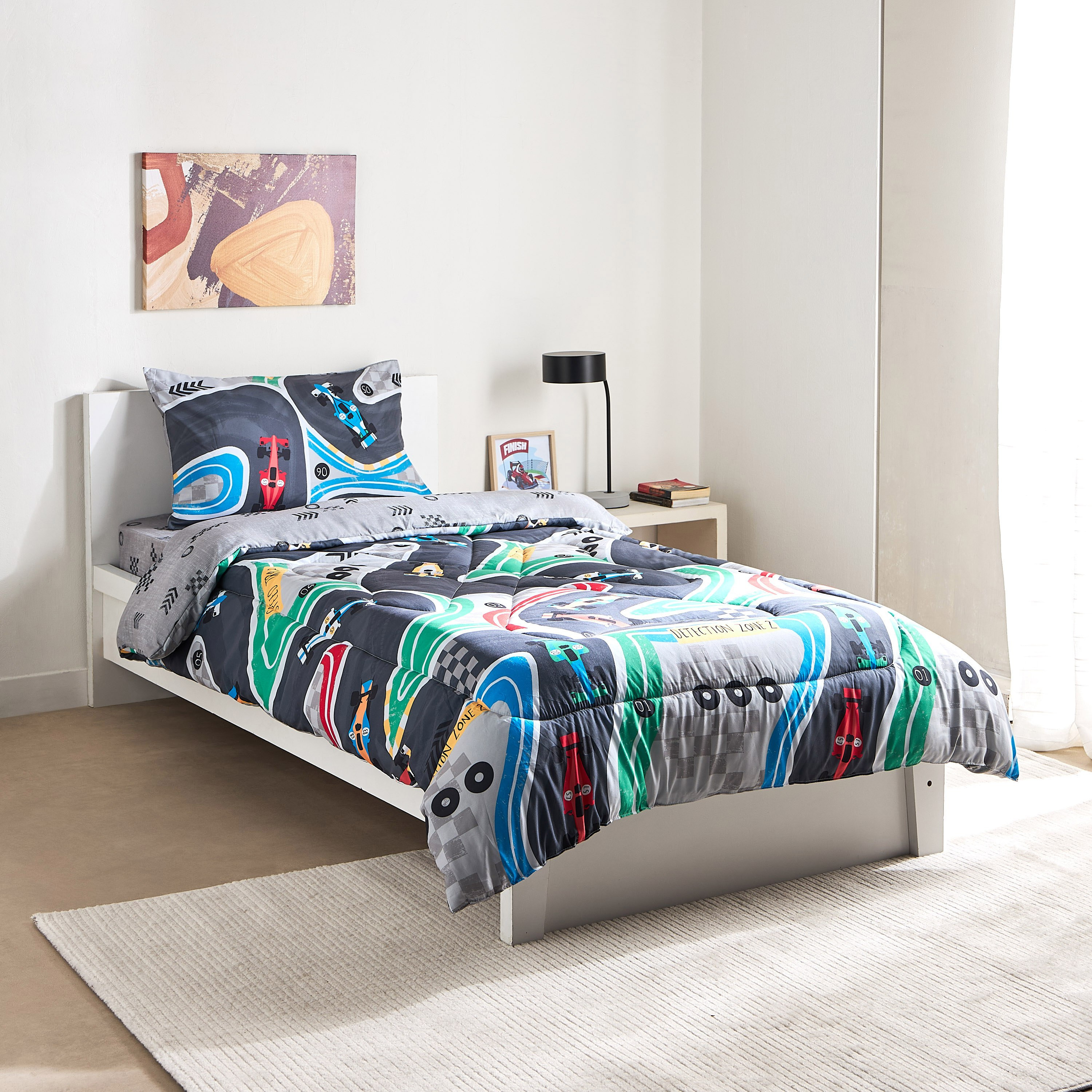 Tom 2-Piece Gearhead Cars Single Microfibre Comforter Set - 135x220 cm-hbxhomeware-hbxbedroom-image-2
