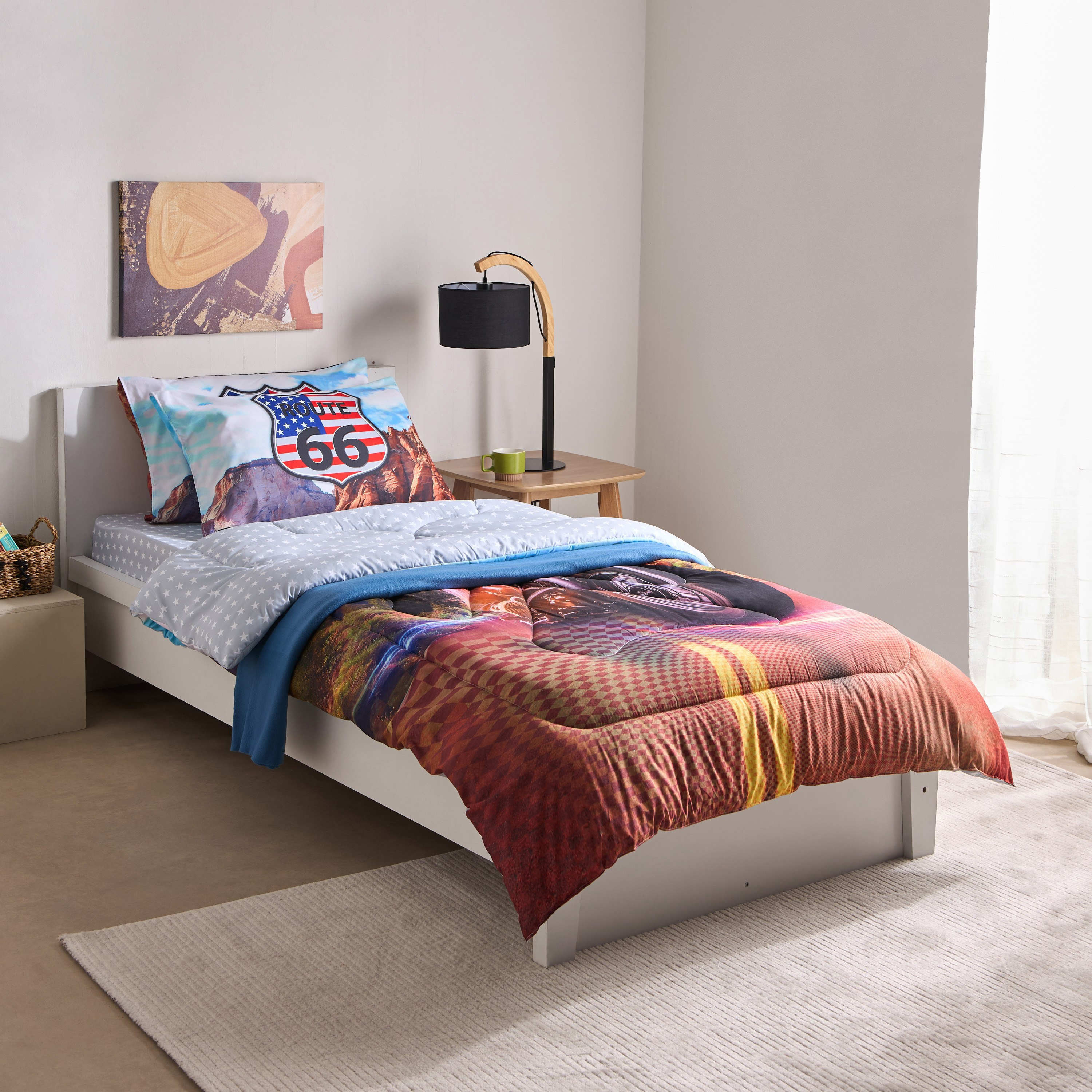 شرشف مطاطي فردي من الألياف الدقيقة بطبعات راكب درجات نارية - 90x200x25 سم-hbxhomeware-hbxbedroom-image-7