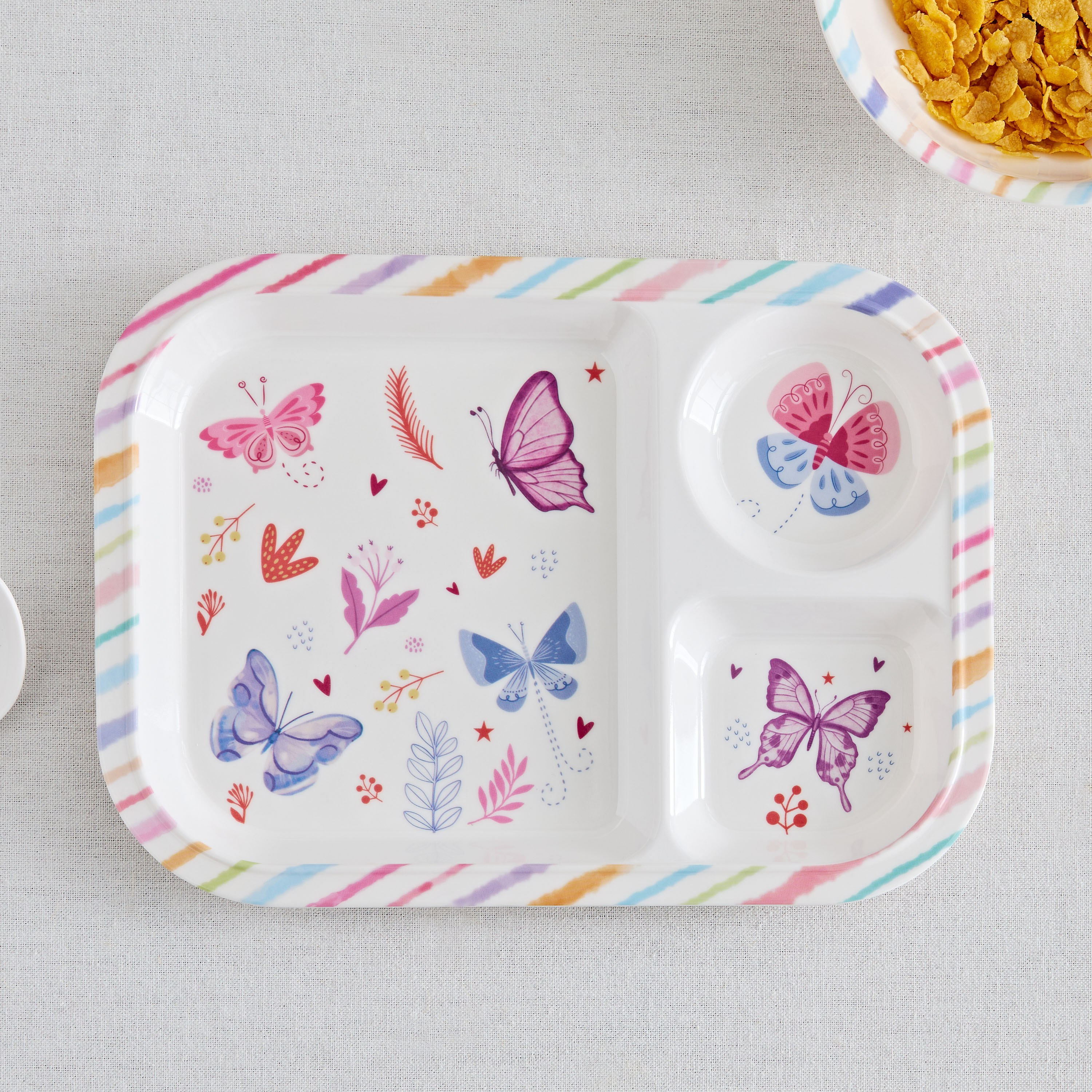 Ivy Meadows Trinity Melamine Flutter Partition Plate - 21x28 cm-hbxhomeware-hbxkidsandyouth-image-1