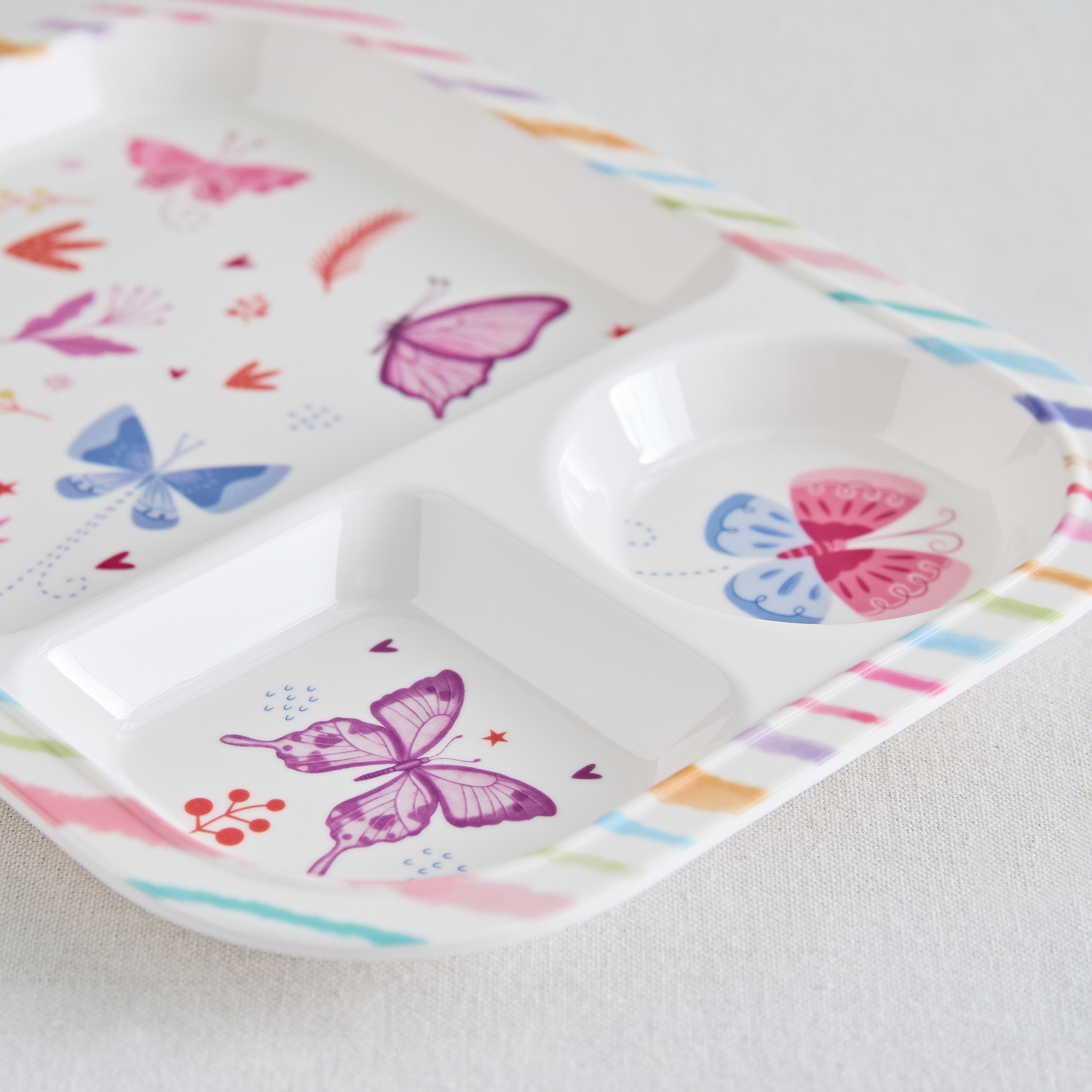 Ivy Meadows Trinity Melamine Flutter Partition Plate - 21x28 cm-hbxhomeware-hbxkidsandyouth-image-3
