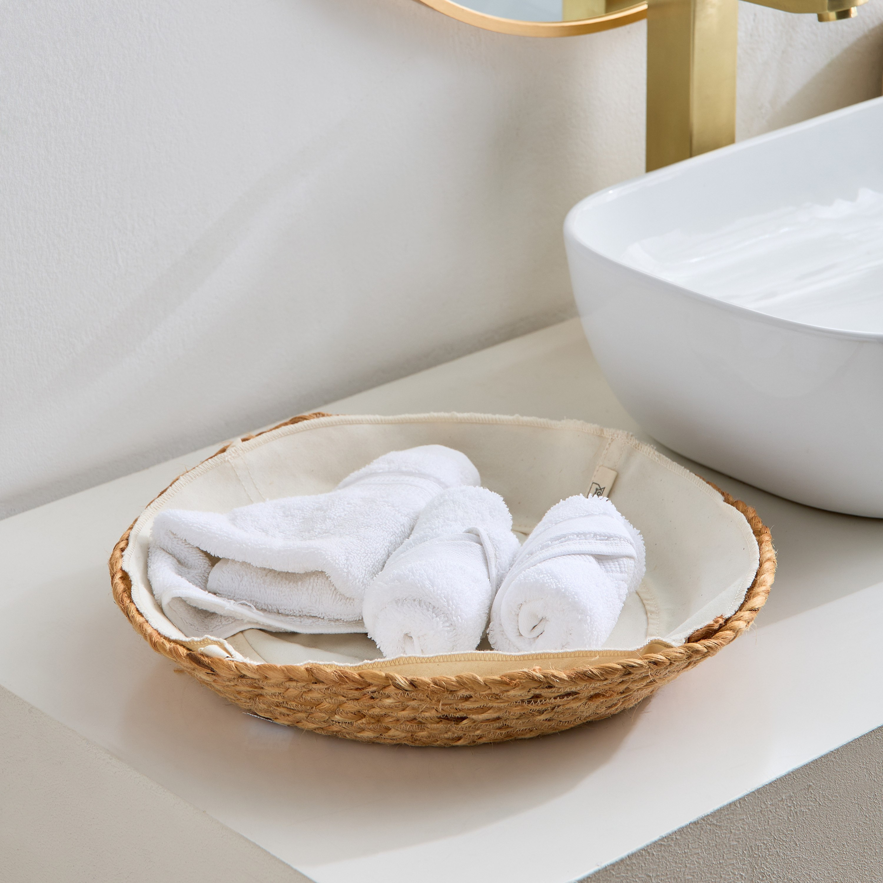 Bella Wide Jute Basket with Canvas Lining - 33x8 cm-hbxdecorandfurnishings-tabletop-serveware-image-1