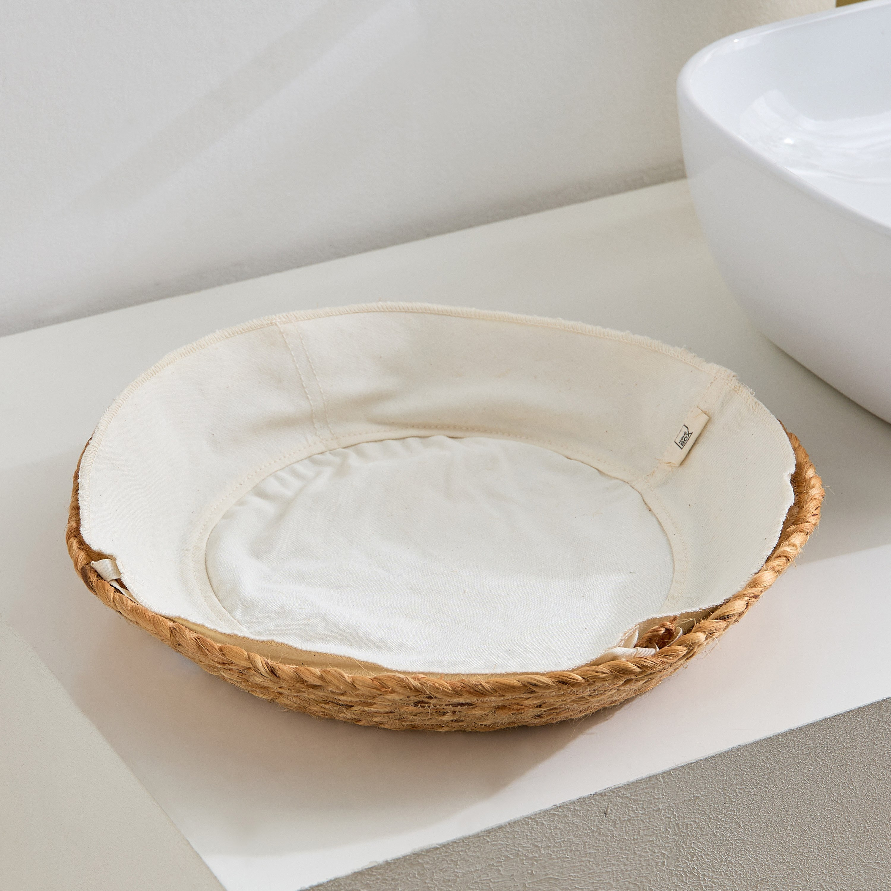 Bella Wide Jute Basket with Canvas Lining - 33x8 cm-hbxdecorandfurnishings-tabletop-serveware-image-2