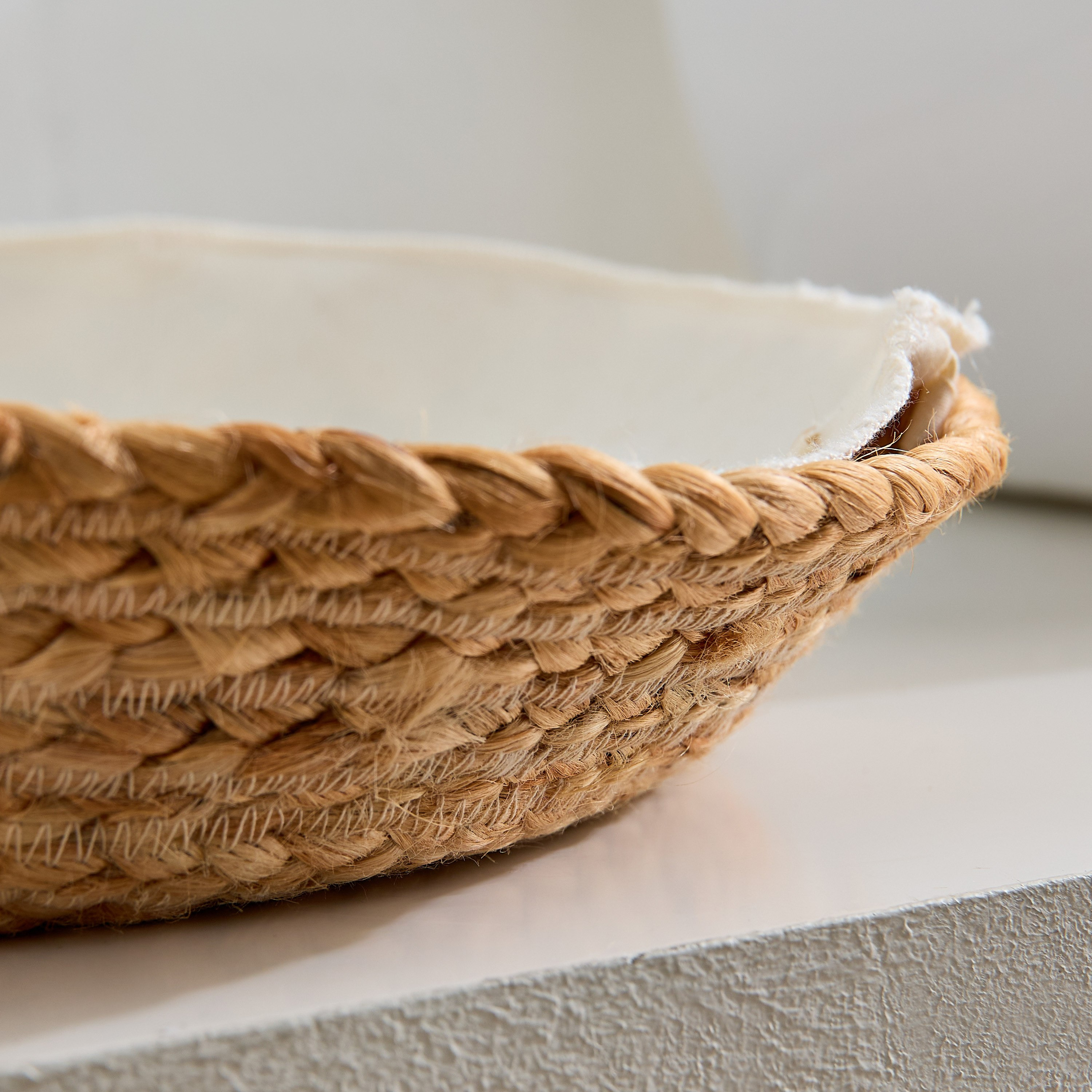 Bella Wide Jute Basket with Canvas Lining - 33x8 cm-hbxdecorandfurnishings-tabletop-serveware-image-4