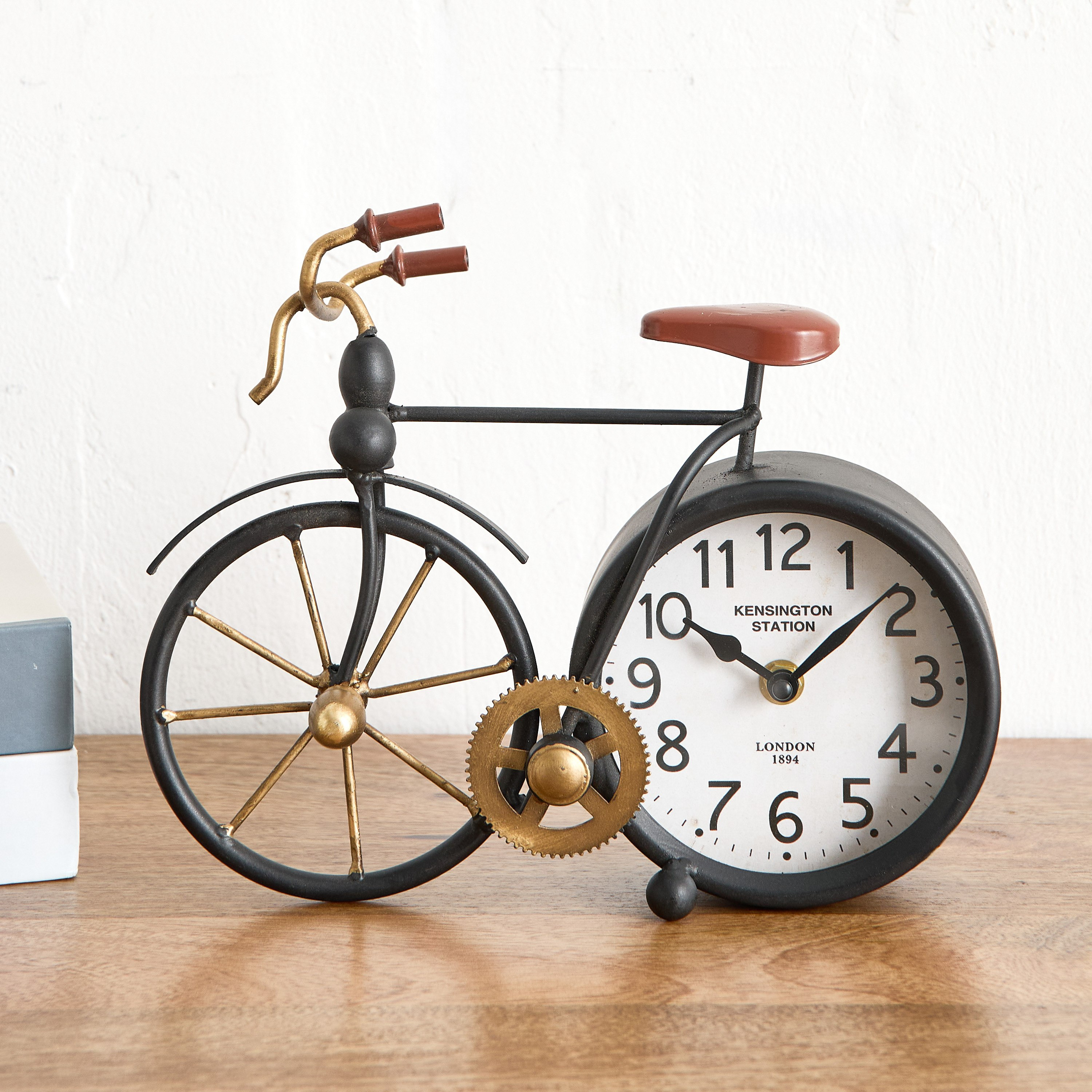 ساعة طاولة معدنية بتصميم دراجة من إمير - 26x7.5x20 سم-hbxdiningroom-decorandaccessories-clocks-image-2