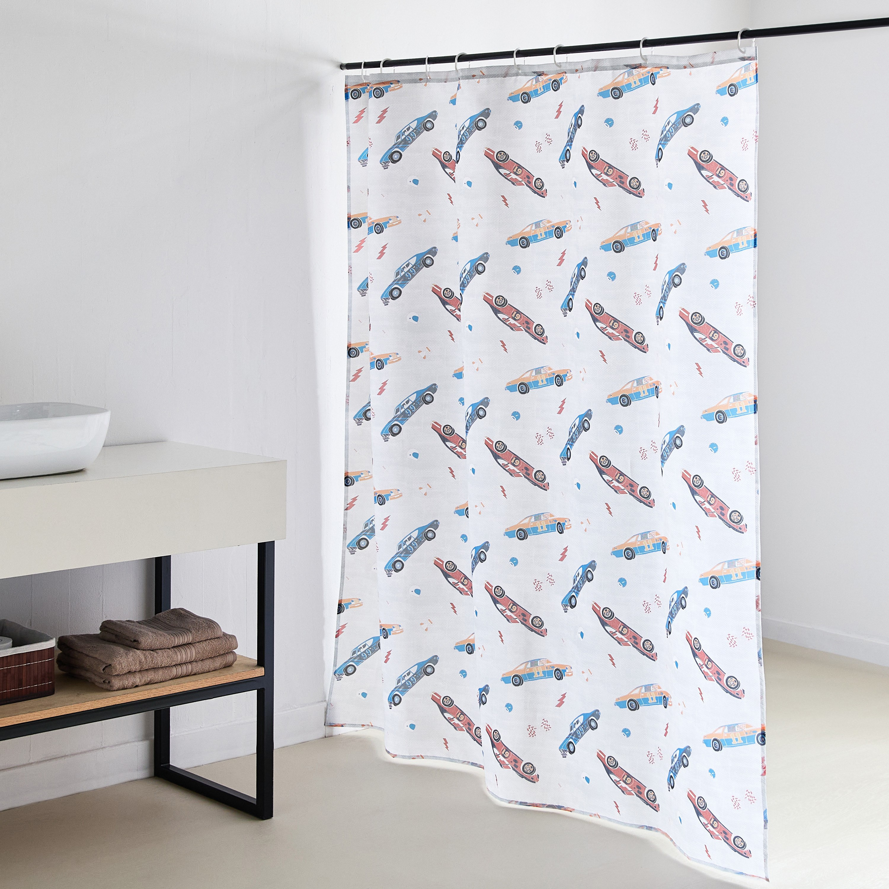 Tom Gearhead 90 GSM Gemini Shower Curtain - 180x180 cm-hbxhomeware-hbxkidsandyouth-image-1