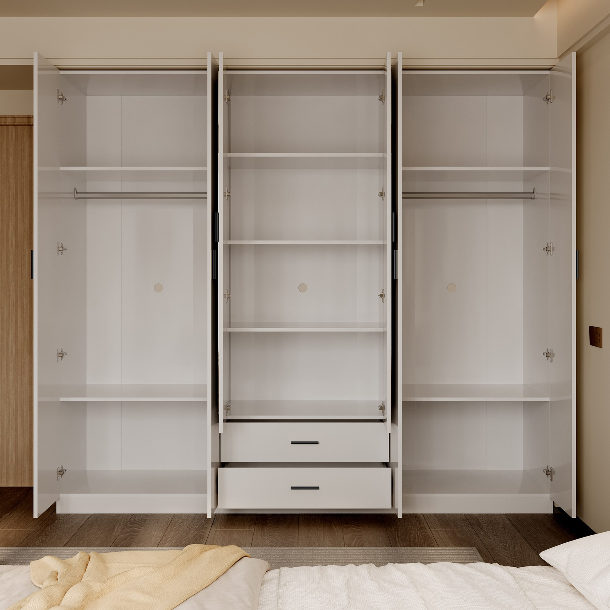 خزانة ملابس بـ 6 أبواب ودرجين ومرايا من مارويل-hbxfurniture-wardrobes-image-3