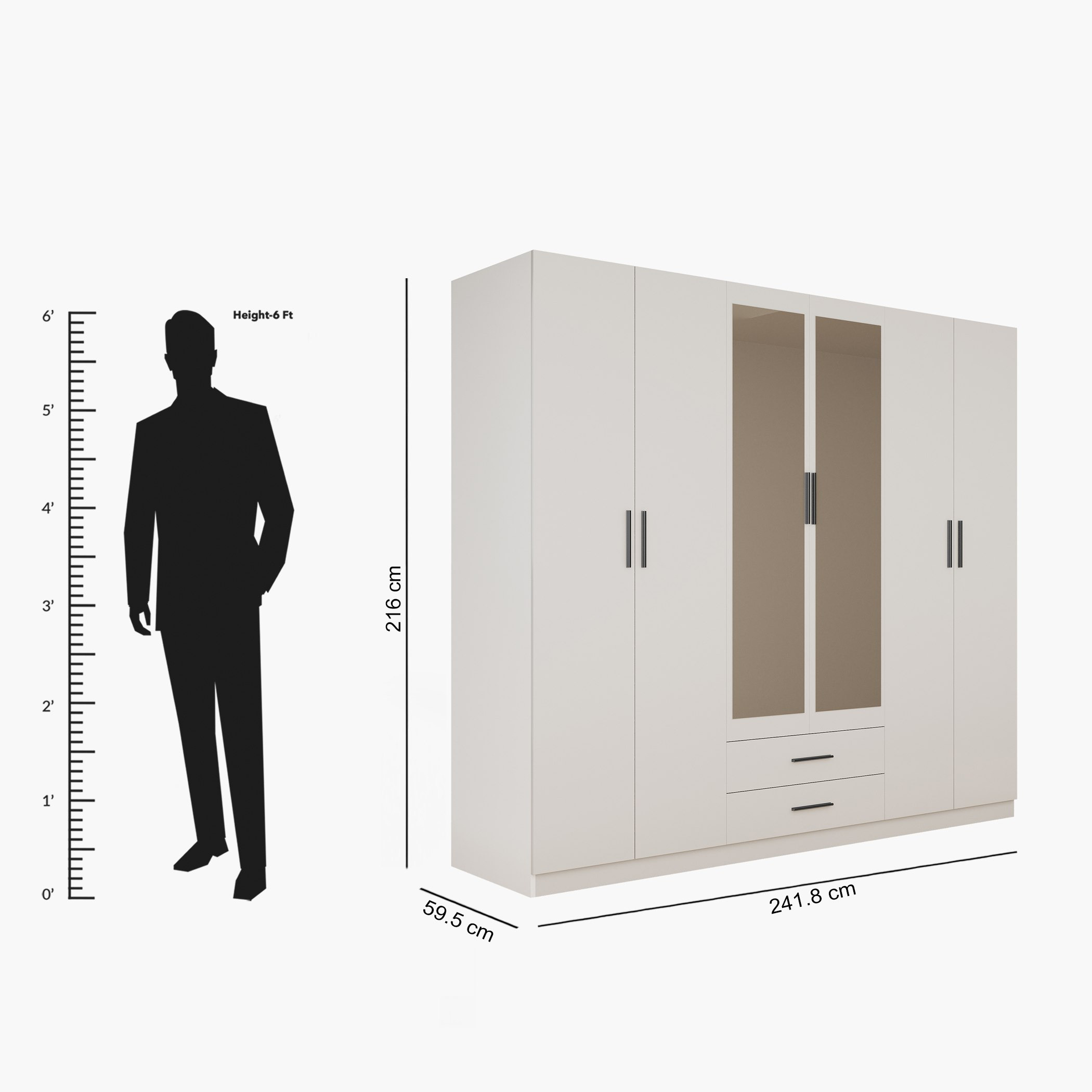 خزانة ملابس بـ 6 أبواب ودرجين ومرايا من مارويل-hbxfurniture-wardrobes-image-9