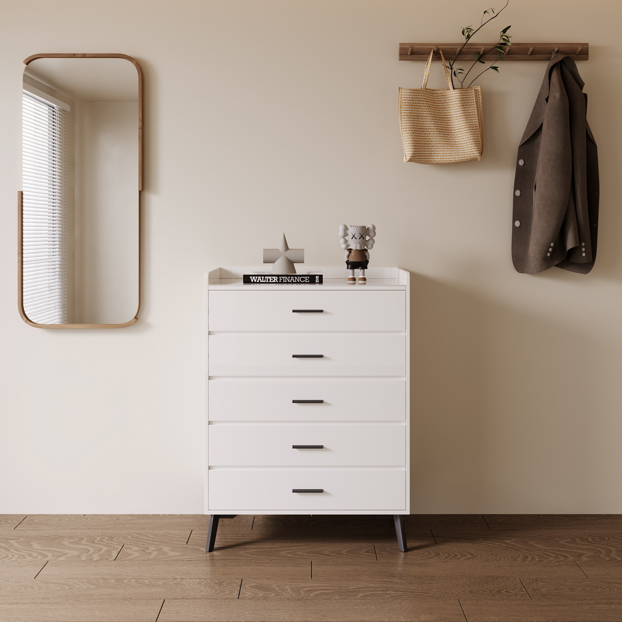 Marwell Sintered Stone Top Chest of 5-Drawers -hbxfurniture-dressersandchests-chestofdrawers-image-2