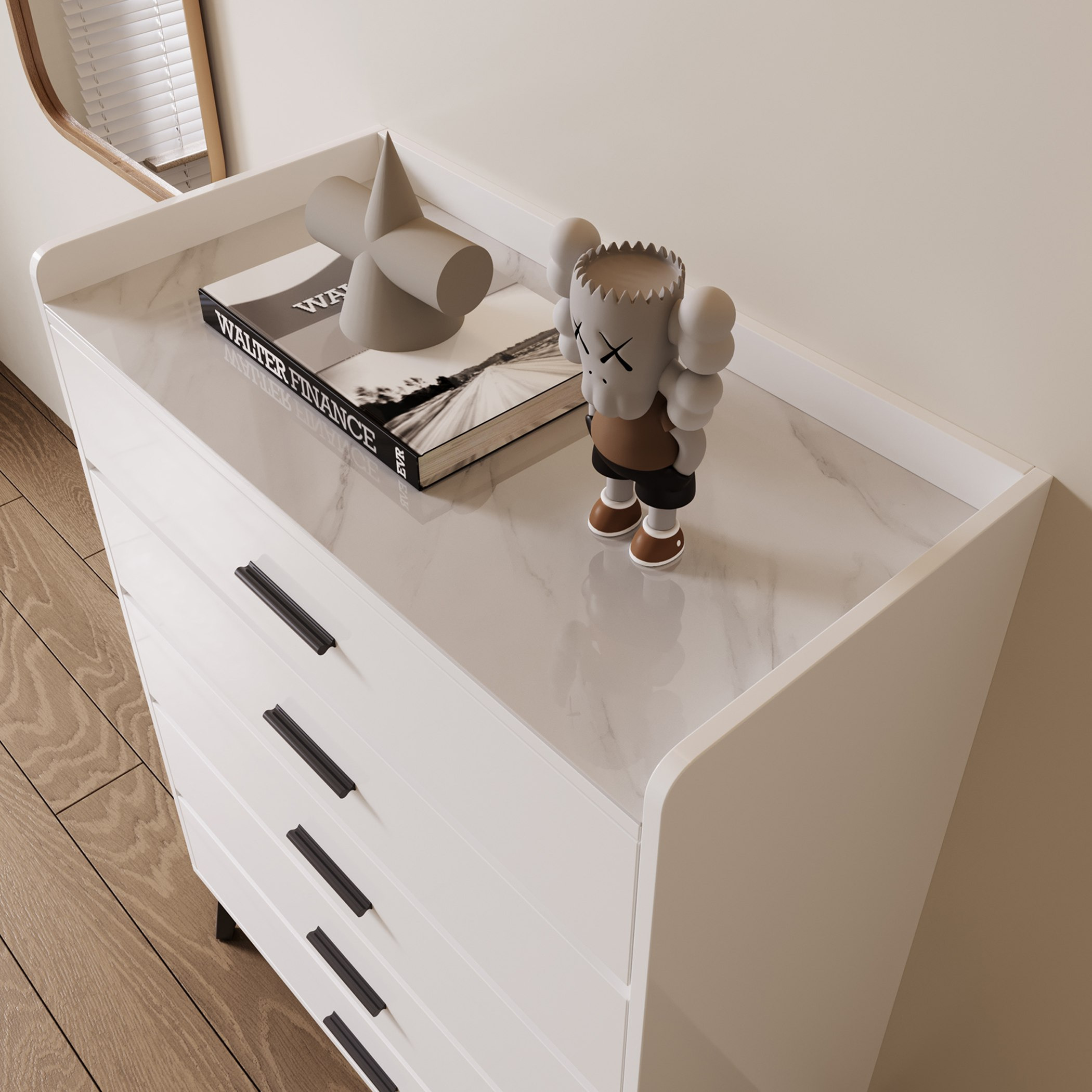 Marwell Sintered Stone Top Chest of 5-Drawers -hbxfurniture-dressersandchests-chestofdrawers-image-3
