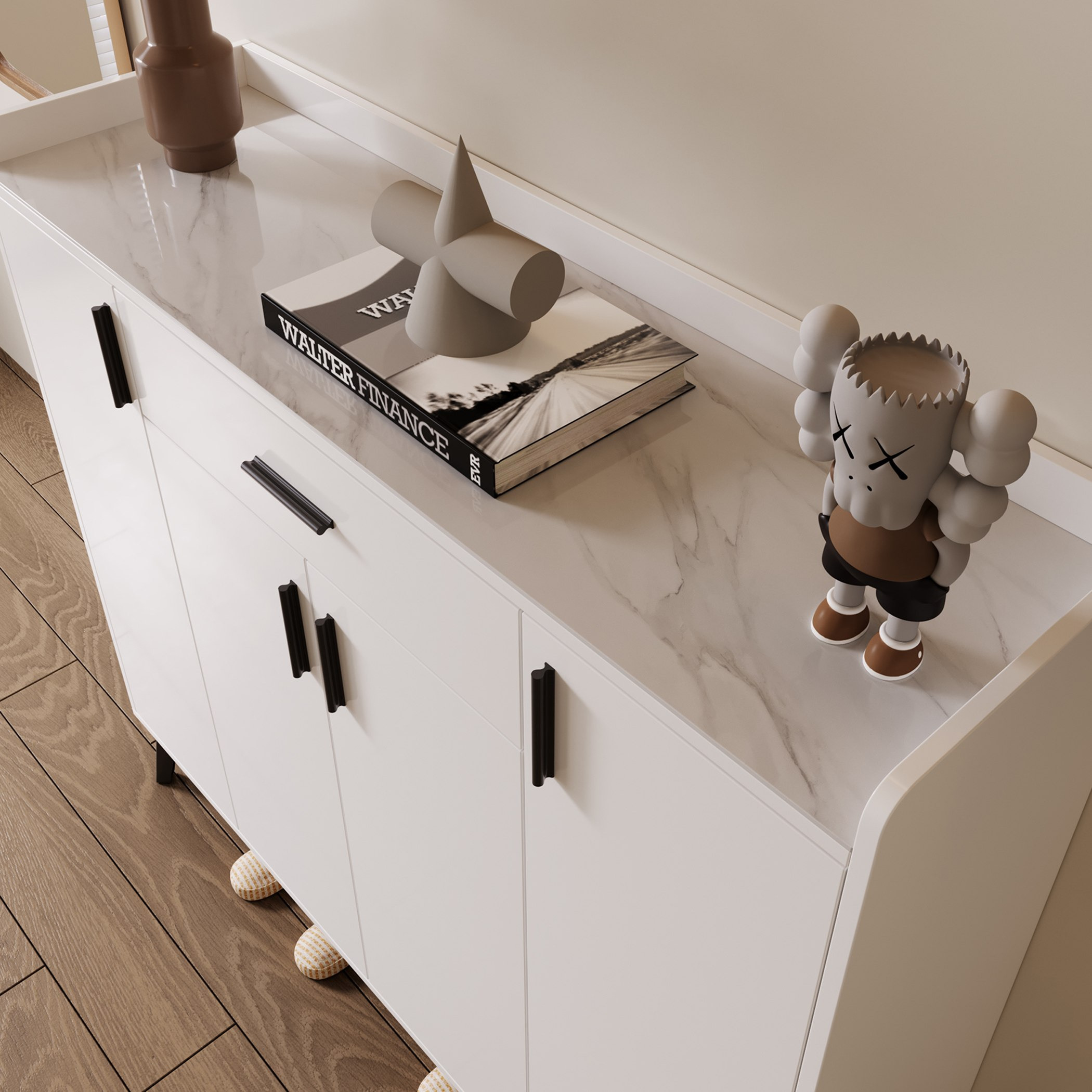Marwell 22-Pair Sintered Stone Shoe Cabinet with 4 Doors and Drawer-hbxbedroom-shoecabinetsandracks-image-6