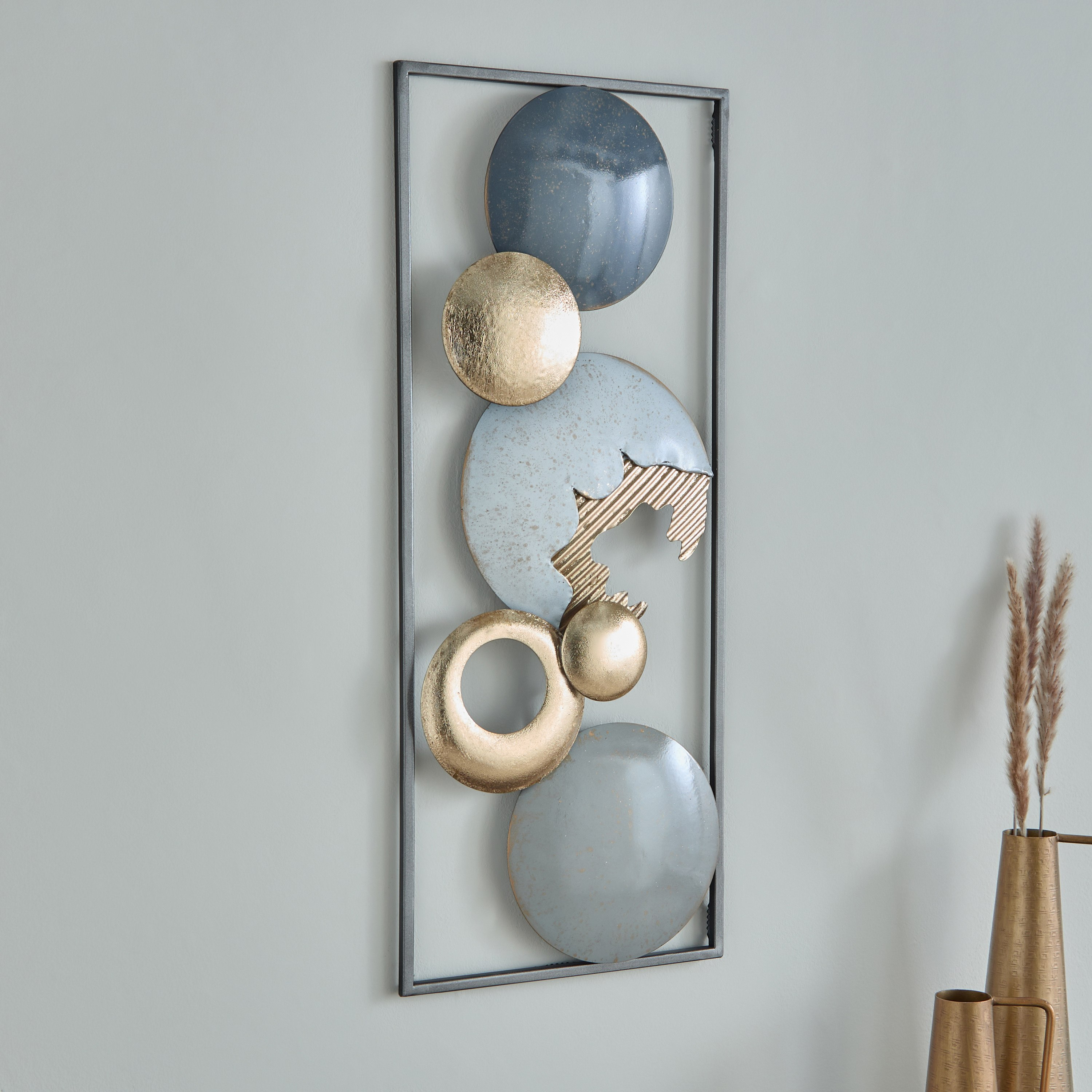Jorja Modern Metal Wall Art - 24.8x61x3.8 cm-hbxdiningroom-walldecor-wallart-image-1
