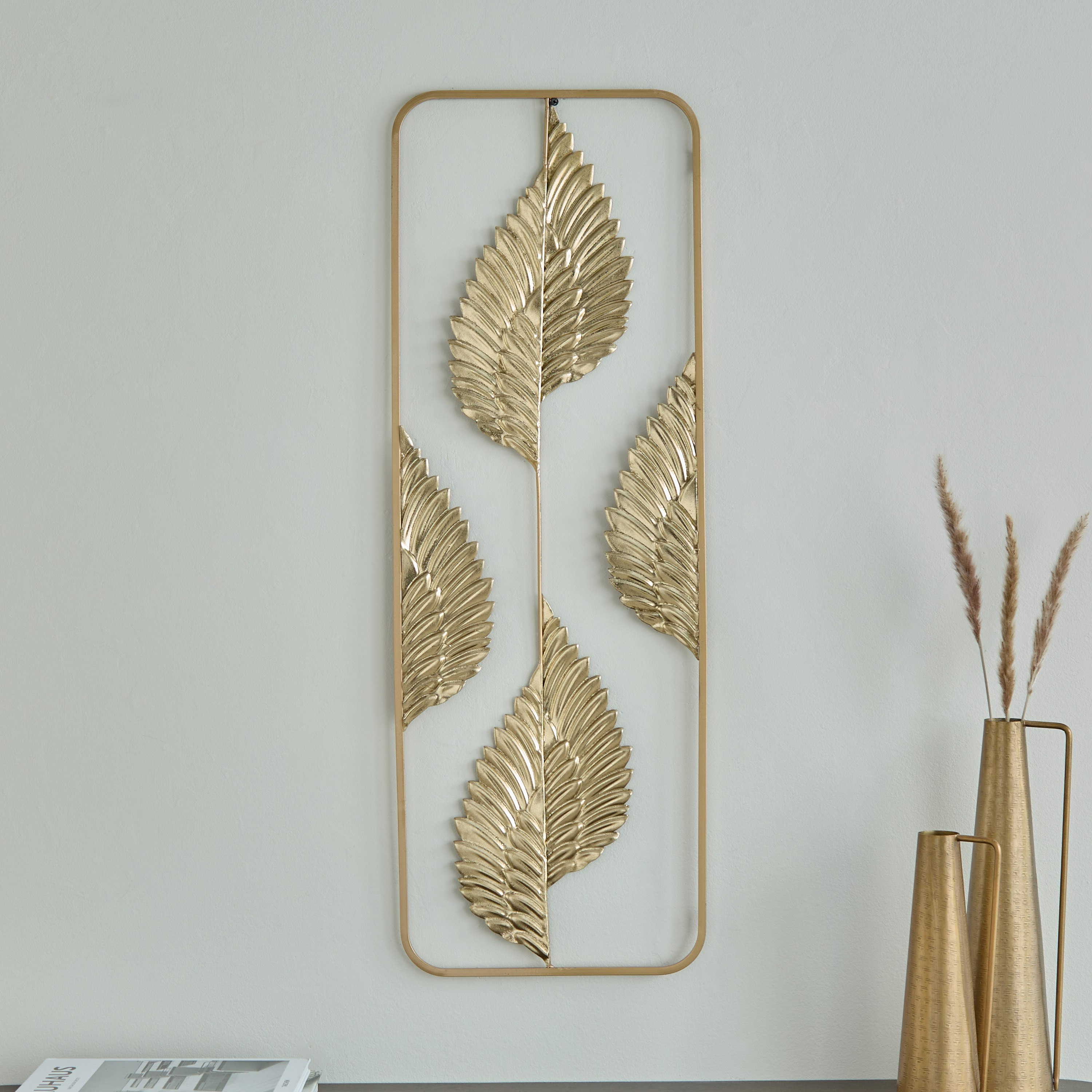 Jorja Metal Modern Leaf Wall Art - 31.1x89.5x1.9 cm-hbxdiningroom-walldecor-wallart-image-2