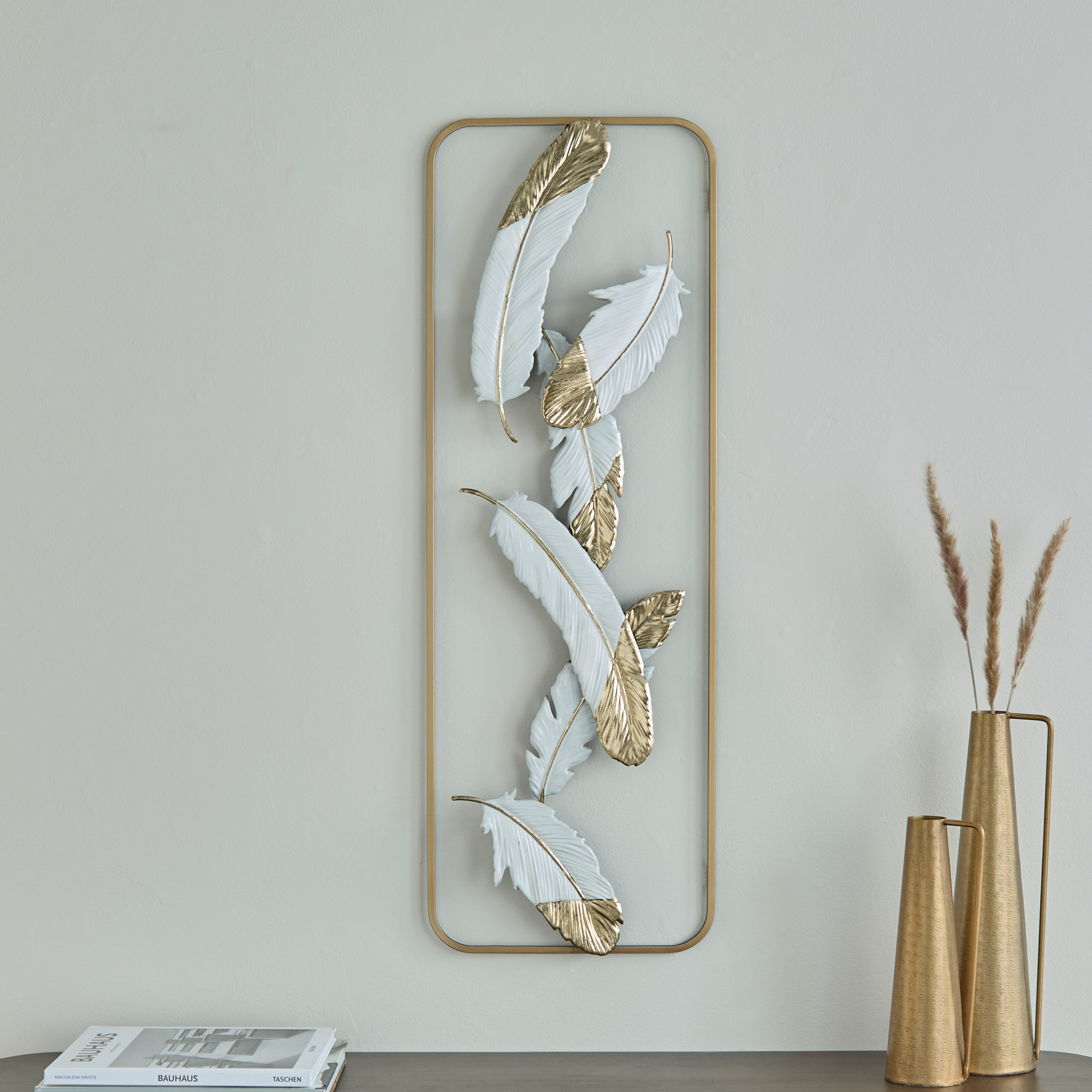 Jorja Metal Feather Wall Art - 31.1x89.5x4.4 cm-hbxdiningroom-walldecor-wallart-image-2