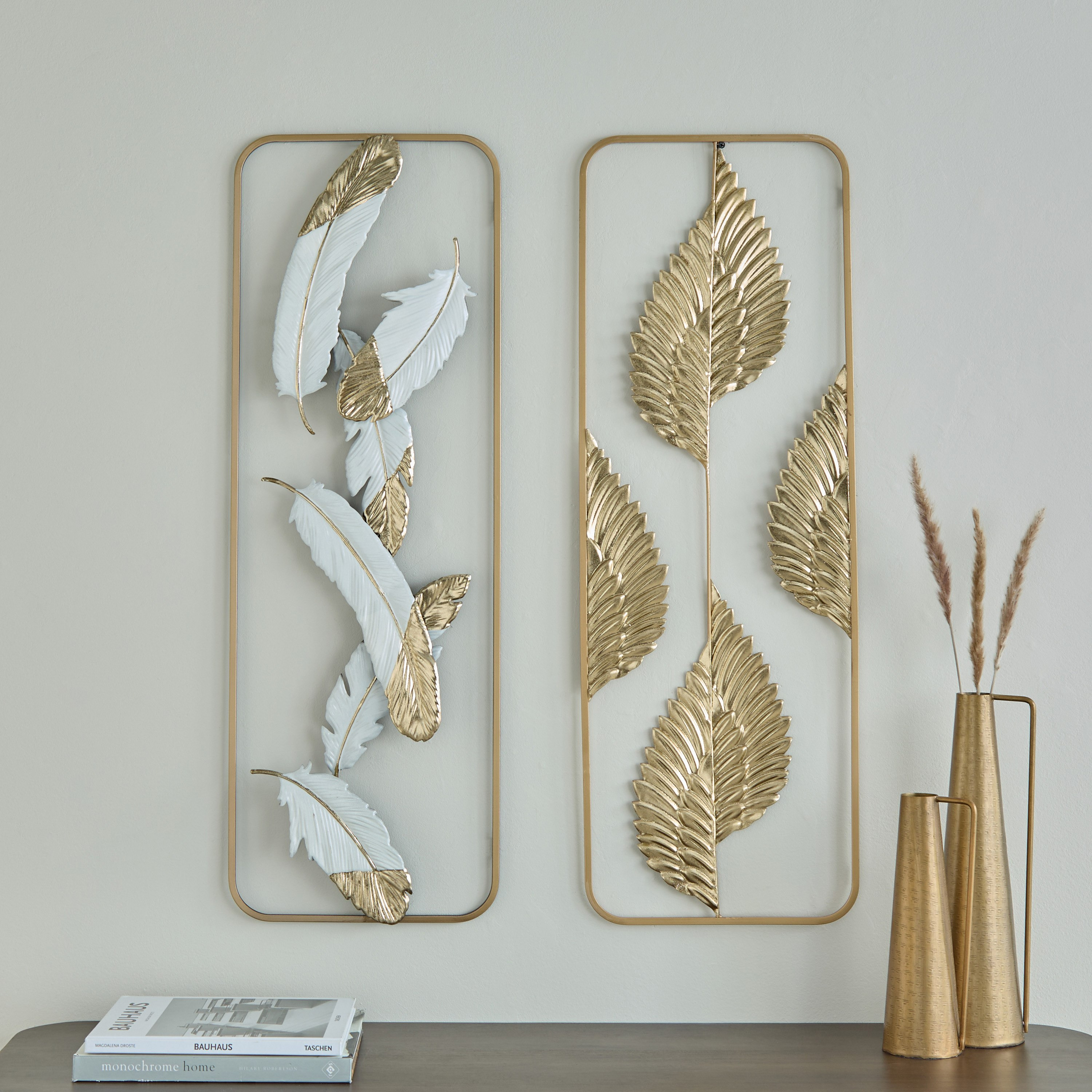 Jorja Metal Feather Wall Art - 31.1x89.5x4.4 cm-hbxdiningroom-walldecor-wallart-image-4