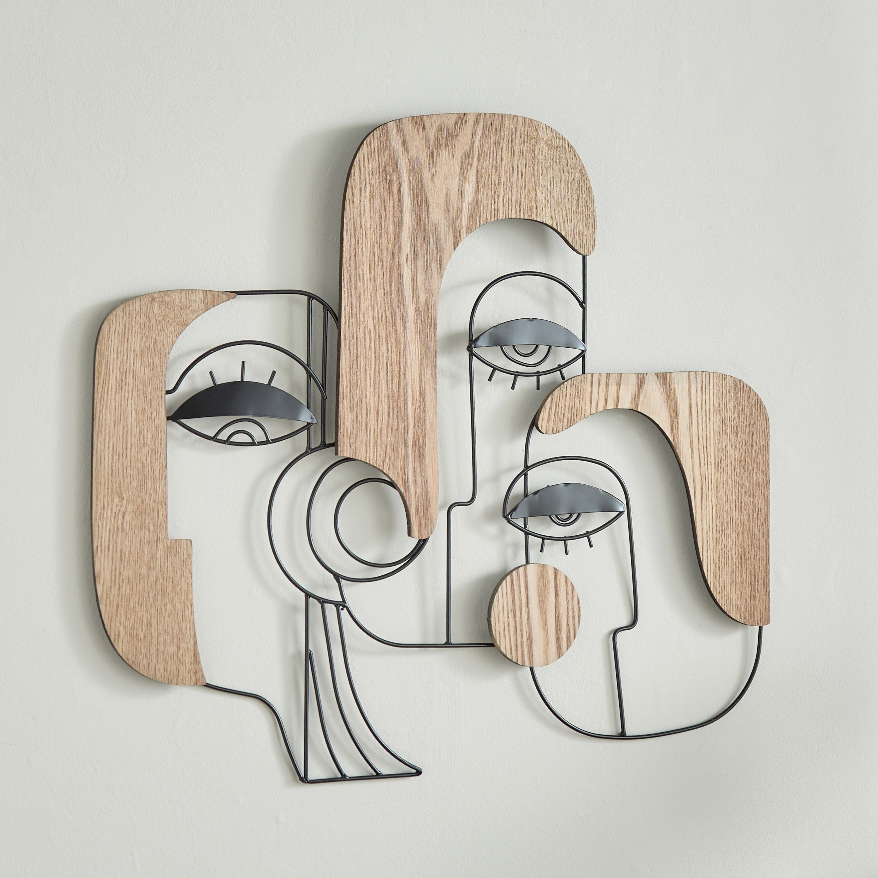 زينة حائط وجوه من الخشب والمعدن من جورجا - 57.2x50.2x1.9 سم-hbxdiningroom-walldecor-wallart-image-1