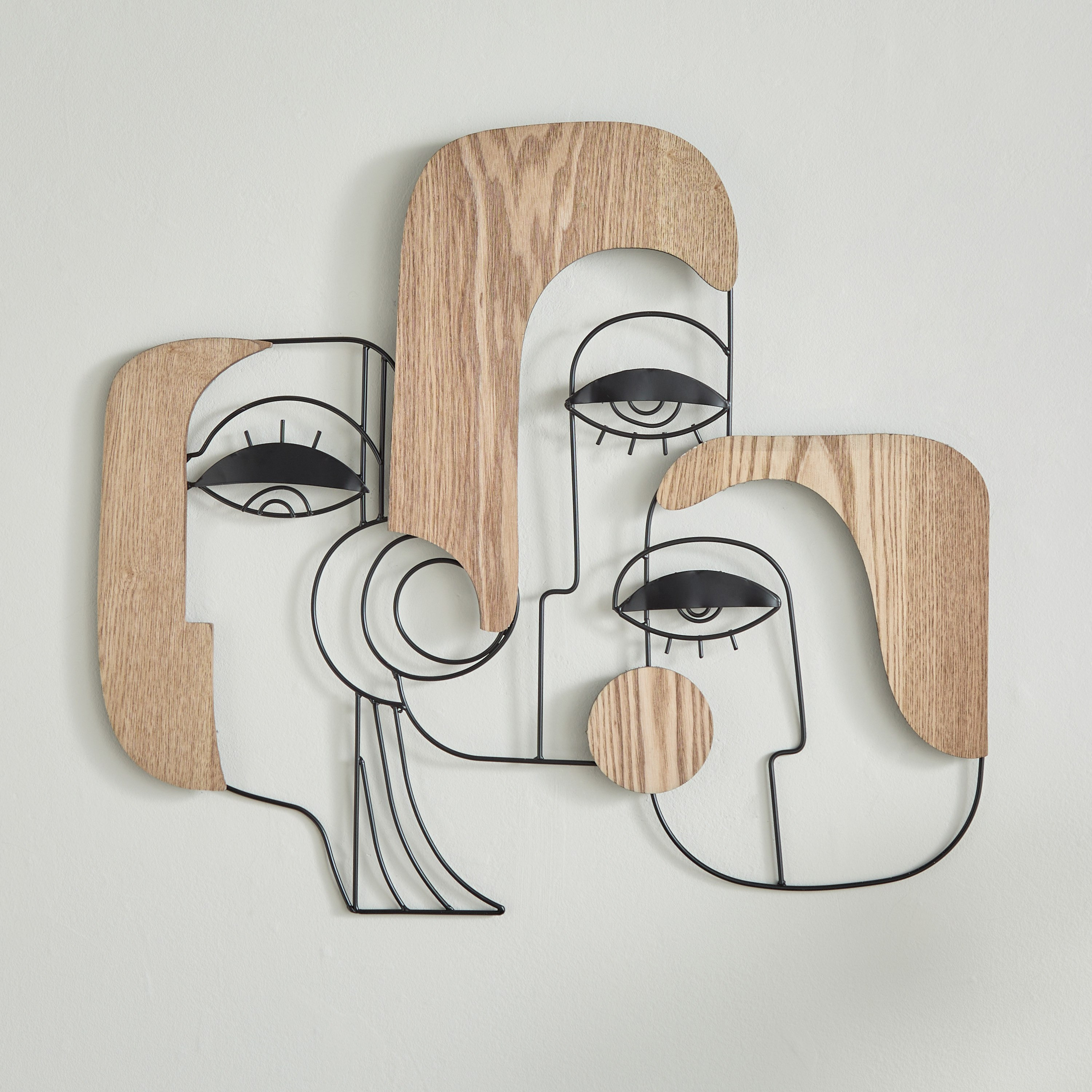 زينة حائط وجوه من الخشب والمعدن من جورجا - 57.2x50.2x1.9 سم-hbxdiningroom-walldecor-wallart-image-2