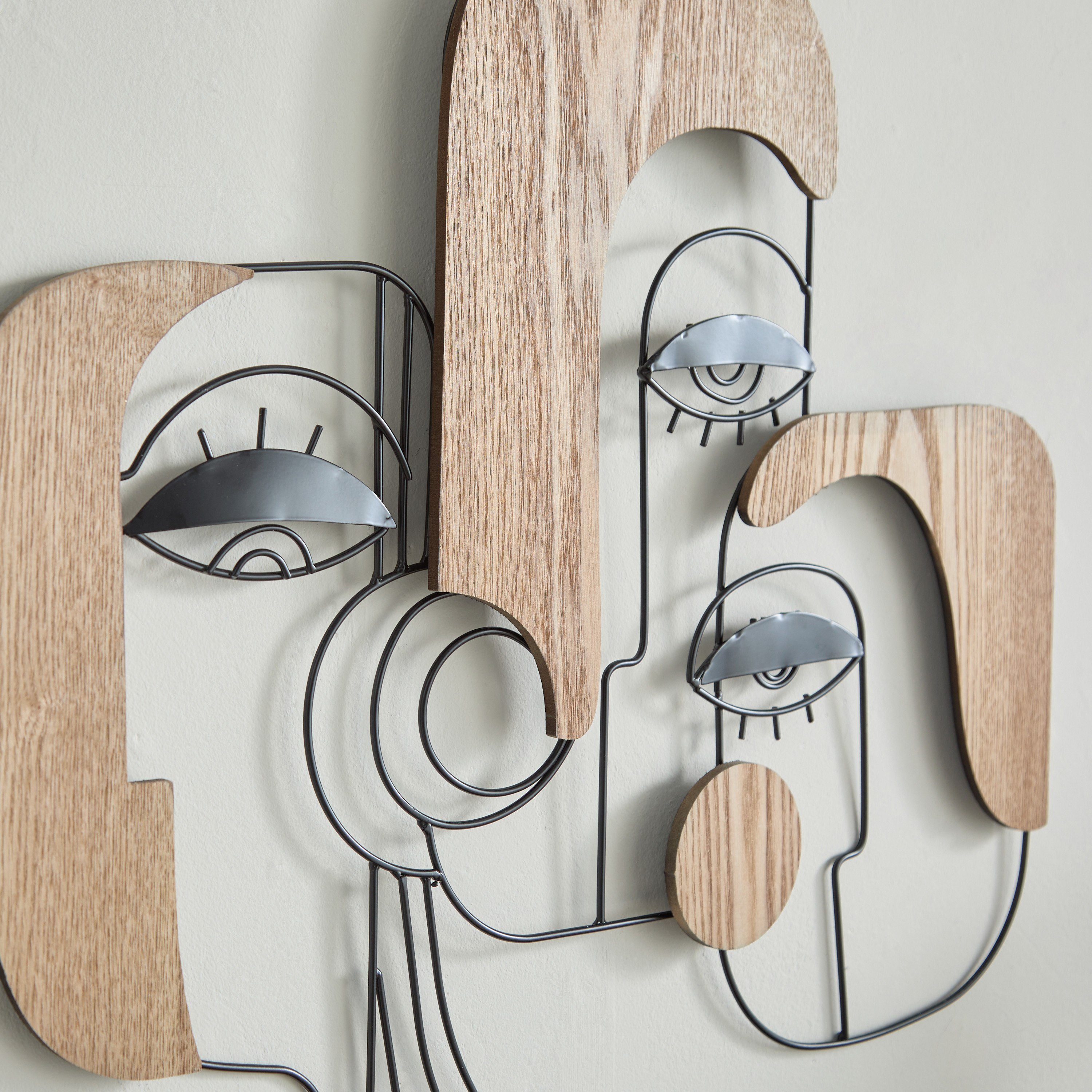 زينة حائط وجوه من الخشب والمعدن من جورجا - 57.2x50.2x1.9 سم-hbxdiningroom-walldecor-wallart-image-3