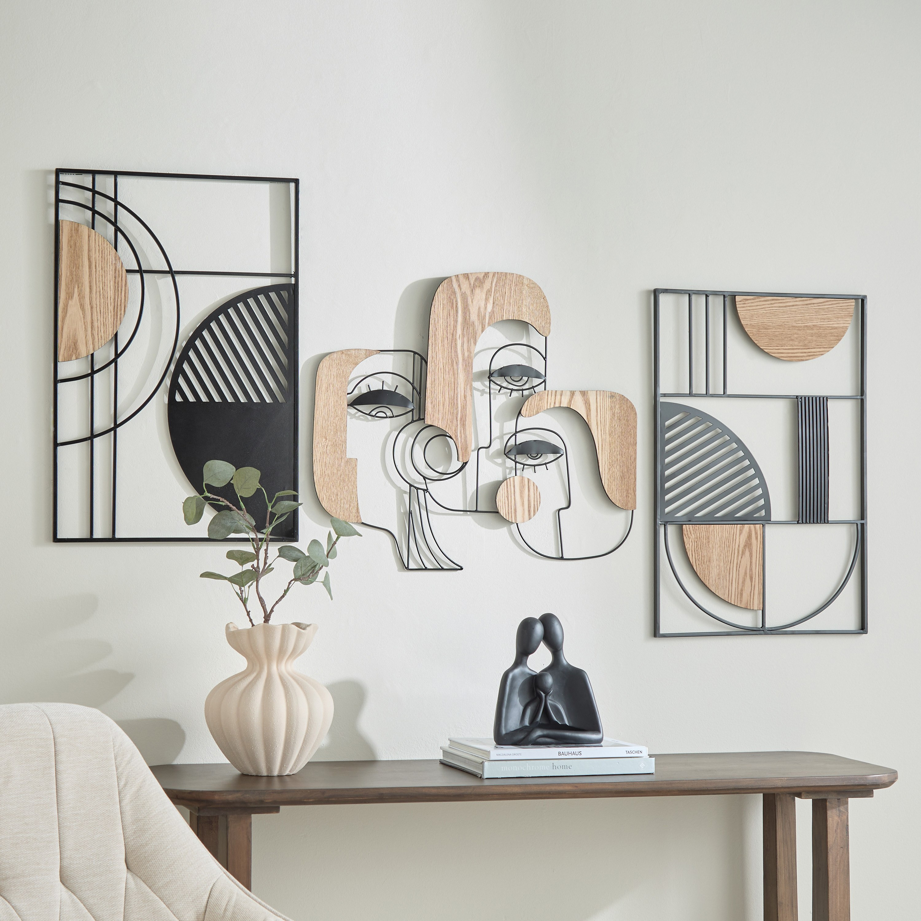 زينة حائط وجوه من الخشب والمعدن من جورجا - 57.2x50.2x1.9 سم-hbxdiningroom-walldecor-wallart-image-4