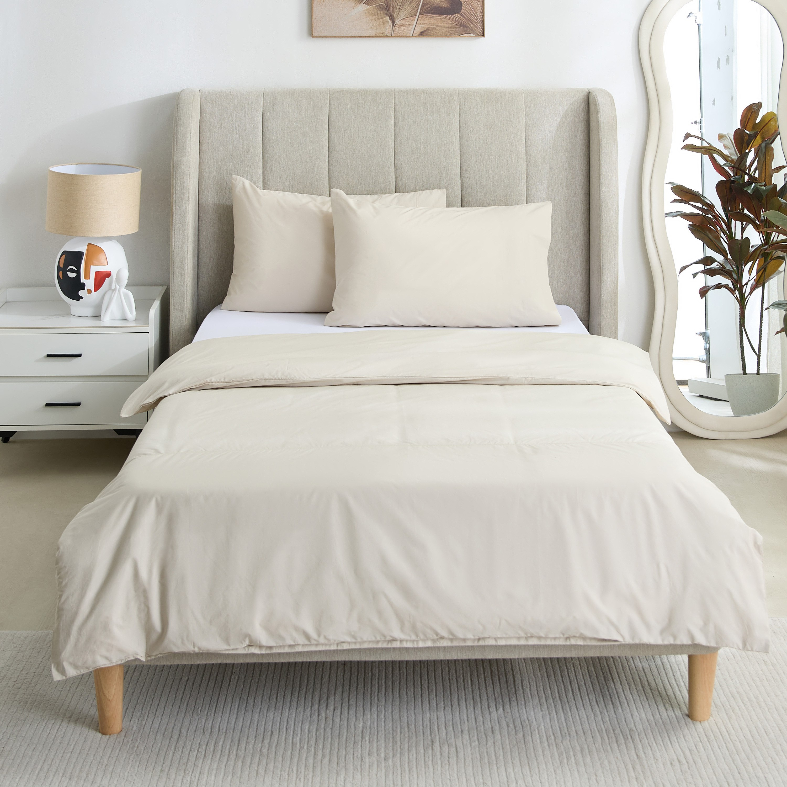 Purely-percale 3-Piece 300TC Percale Twin Duvet Quilt Cover Set - 150x220 cm-hbxhomeware-hbxbedroom-image-3