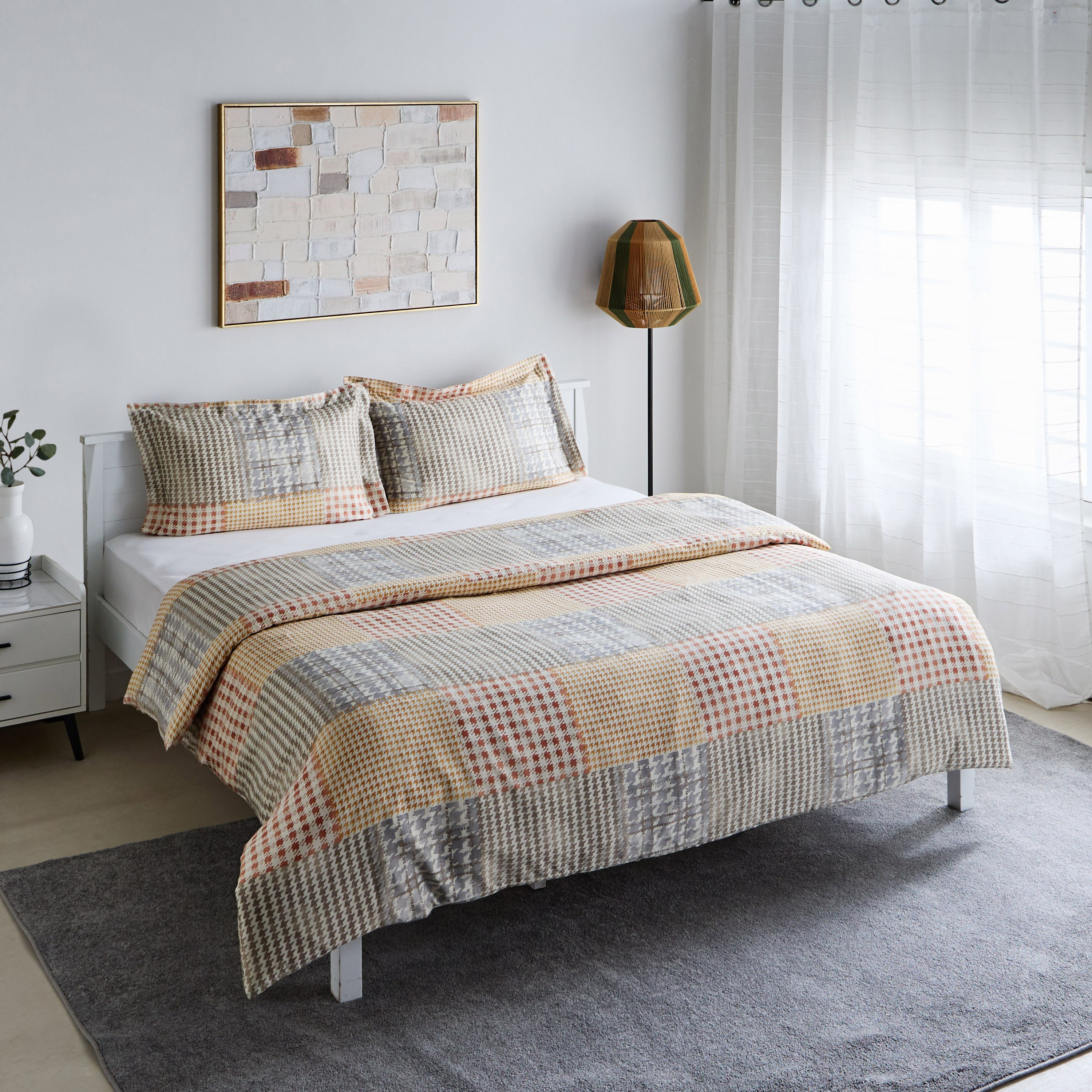 طقم غطاء لحاف مبطّن كينج قطن بطبعات 3 قطع فيلث من هيوستن- 220x220 سم-hbxhomeware-hbxbedroom-image-2