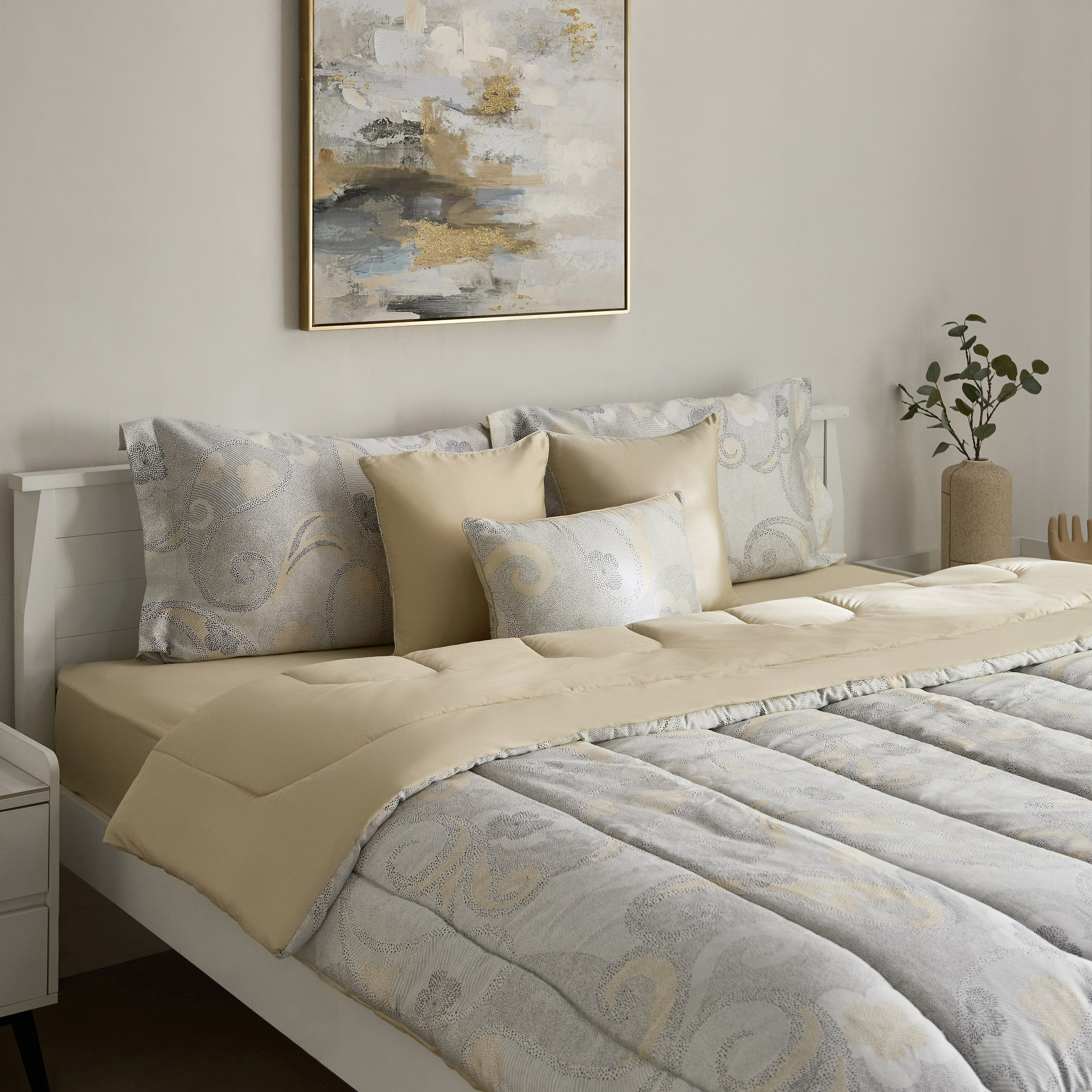 طقم لحاف قطن كينج بعدد 210 خيط 7 قطع ديسلي من هيوستن - 220x240 سم-hbxhomeware-hbxbedroom-image-1