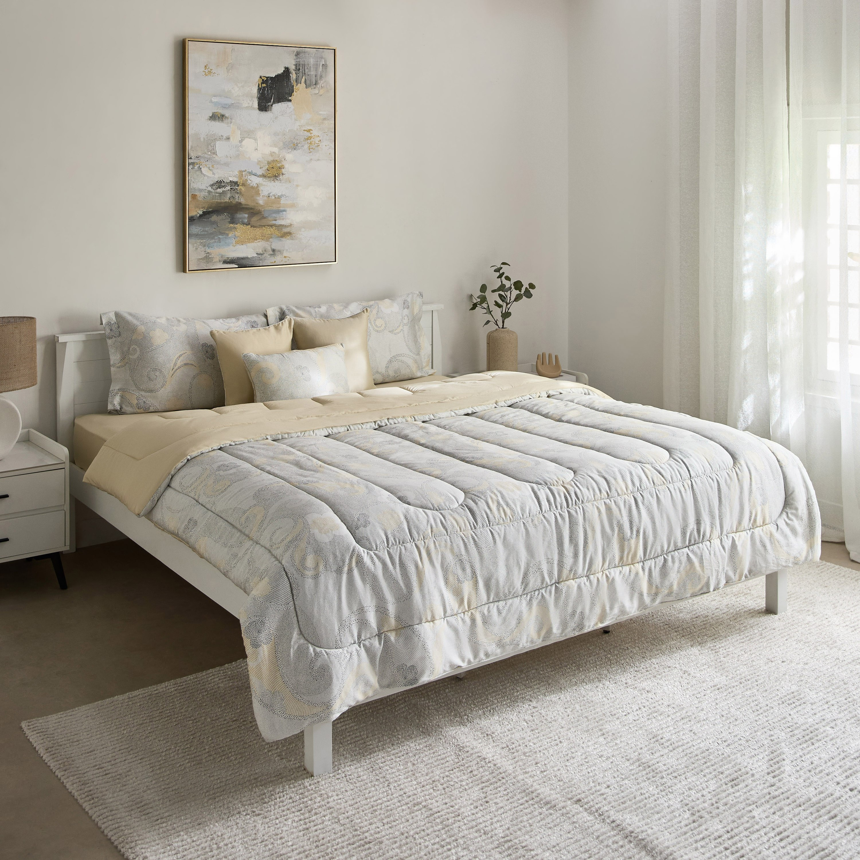 طقم لحاف قطن كينج بعدد 210 خيط 7 قطع ديسلي من هيوستن - 220x240 سم-hbxhomeware-hbxbedroom-image-2