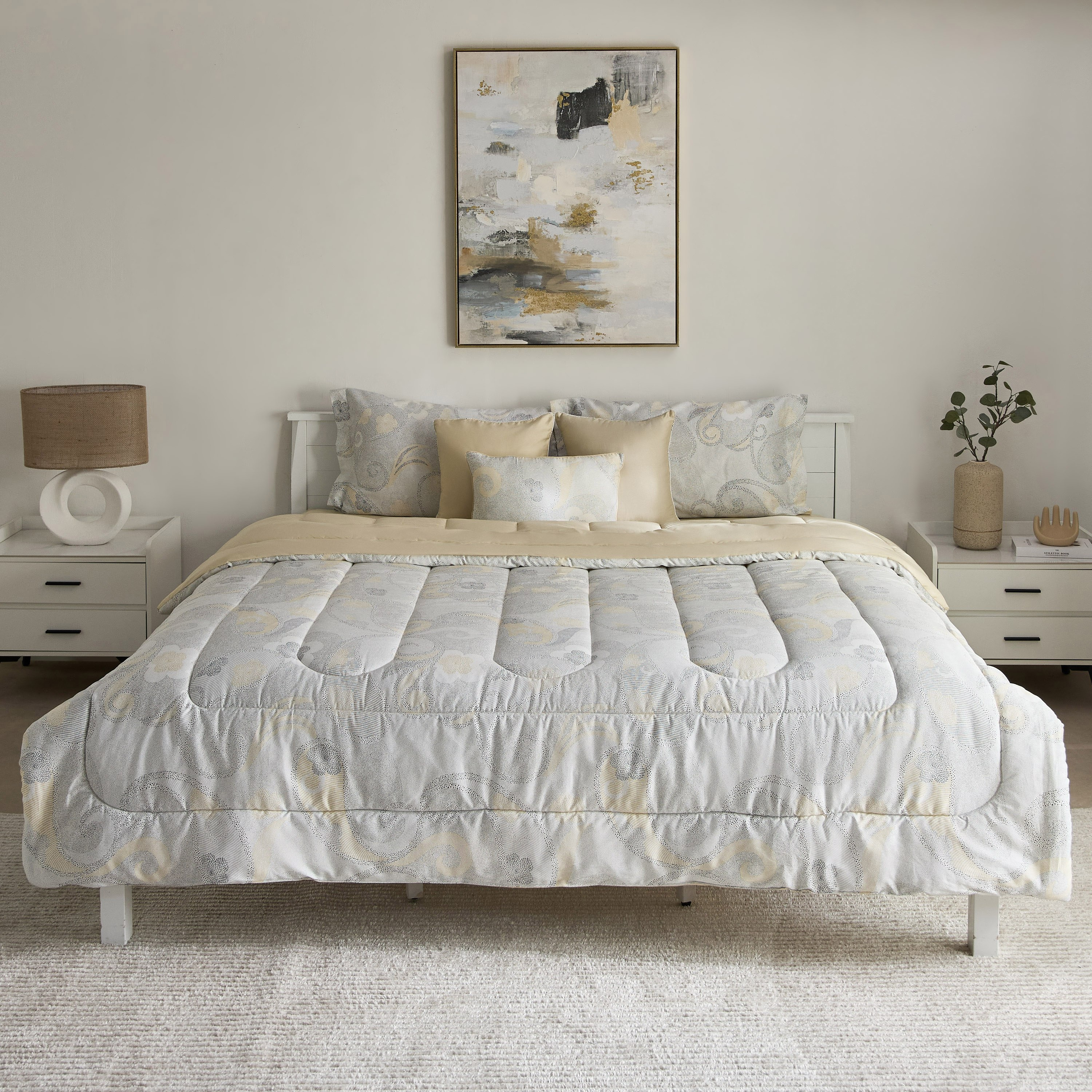 طقم لحاف قطن كينج بعدد 210 خيط 7 قطع ديسلي من هيوستن - 220x240 سم-hbxhomeware-hbxbedroom-image-3