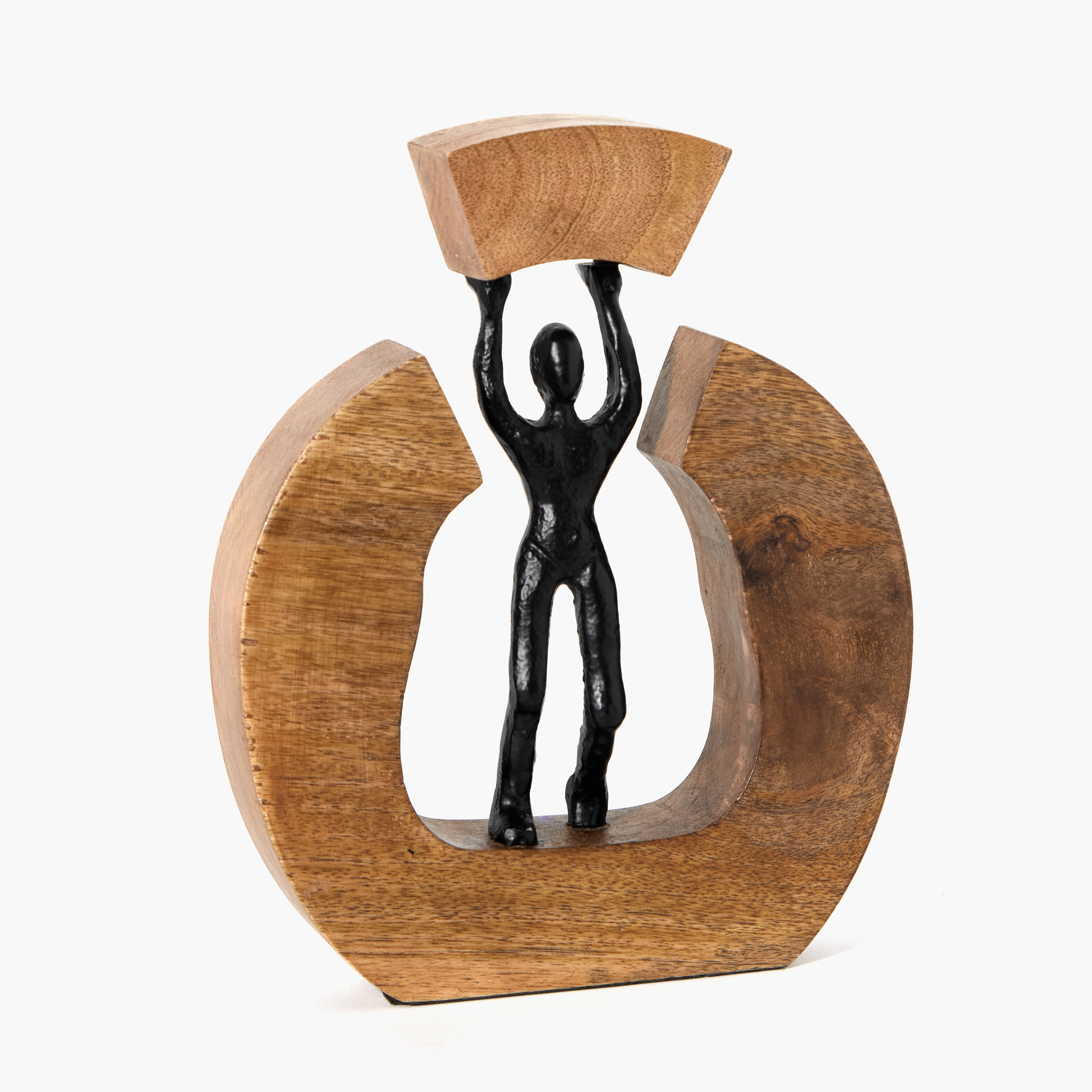 منحوتة ألومنيوم بقاعدة خشبية من أودين - 21x14x26 سم-hbxhomeware-homedecor-figurinesandornaments-image-5