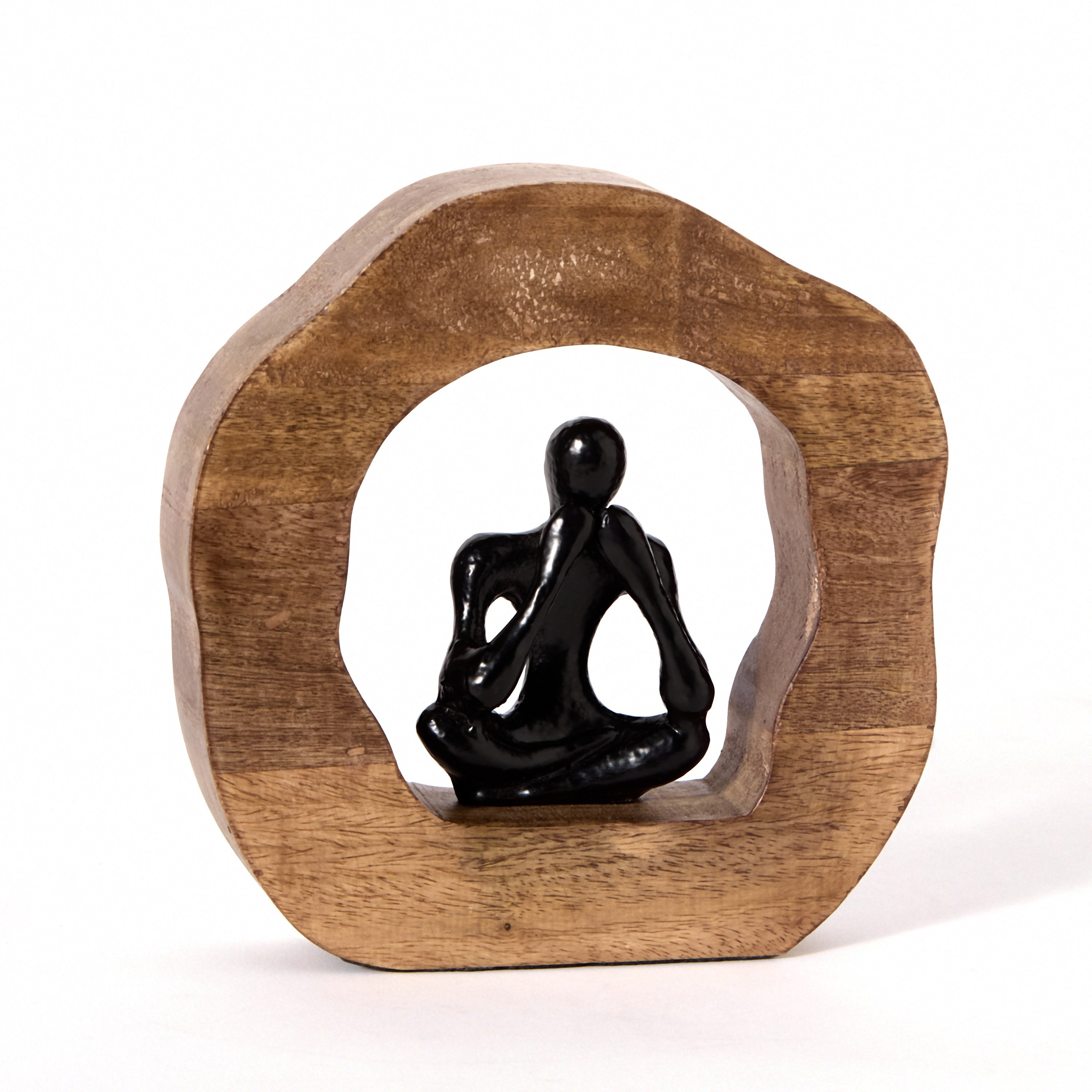 Odin Aluminium Sitting Sculpture on Wooden Base - 21x4x21 cm-hbxhomeware-homedecor-figurinesandornaments-image-5
