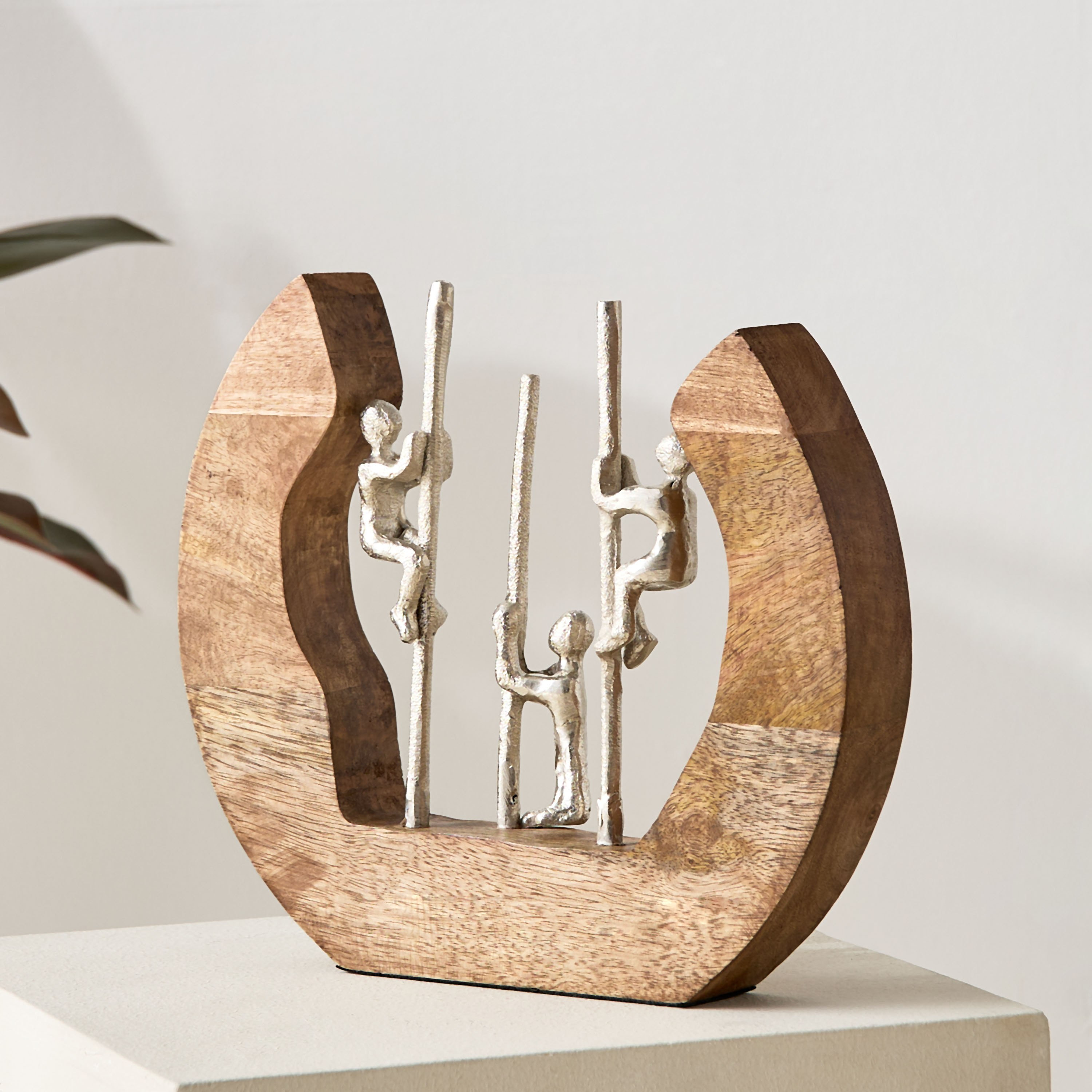 Odin Aluminium Sculpture on Pole with Wooden Base - 22x4x22 cm-hbxhomeware-homedecor-figurinesandornaments-image-1