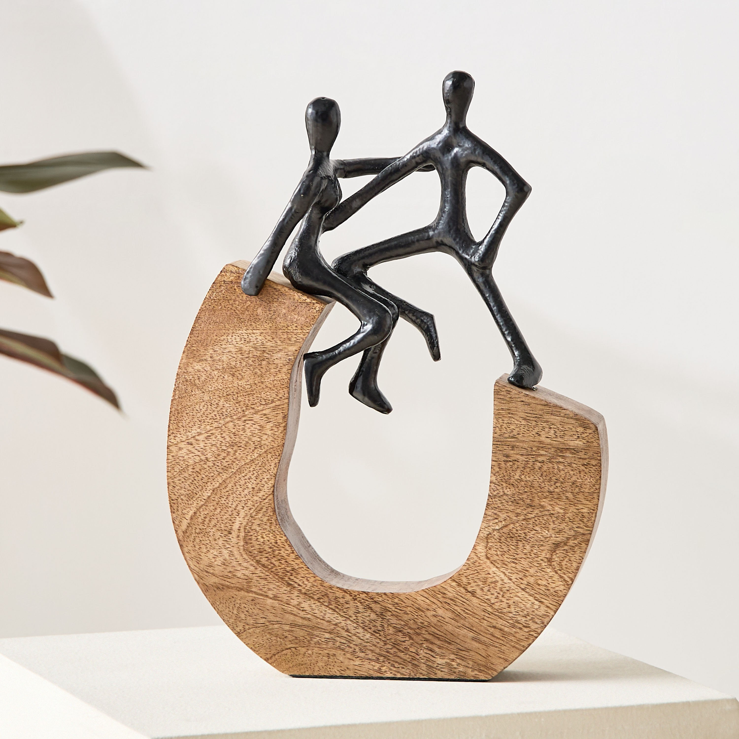 Odin Aluminium Sculpture Pair with Wooden Base - 22x4x27 cm-hbxhomeware-homedecor-figurinesandornaments-image-2