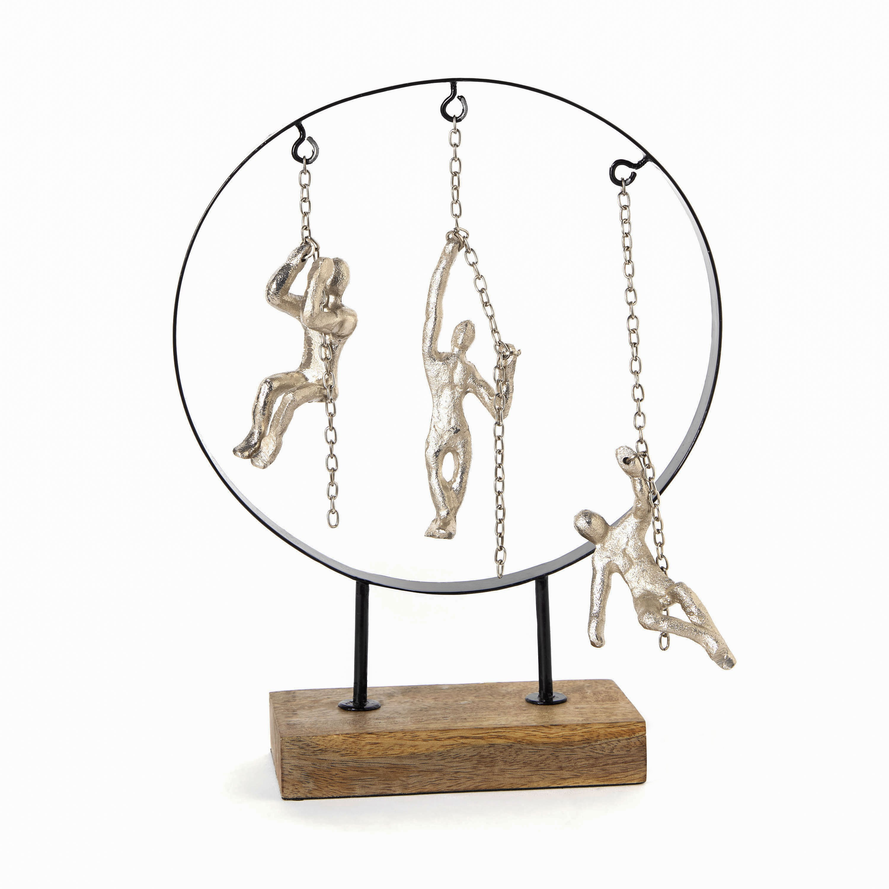 Odin Aluminium Hanging Sculpture Ring Decor on Wooden Base - 20x20x28 cm-hbxhomeware-homedecor-figurinesandornaments-image-5