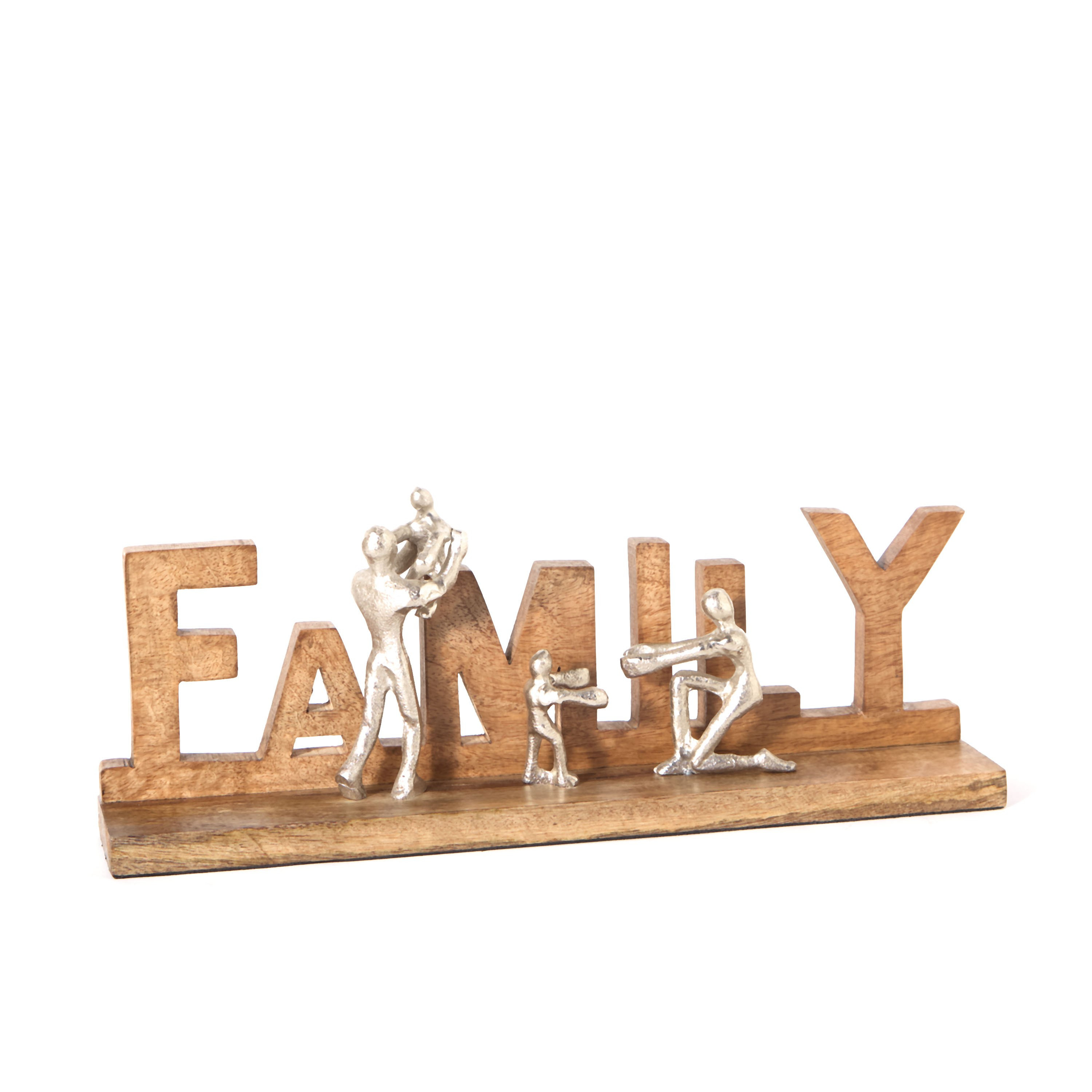 Odin Aluminium Family Sculpture on Wooden Base - 38x7x13 cm-hbxhomeware-homedecor-figurinesandornaments-image-5