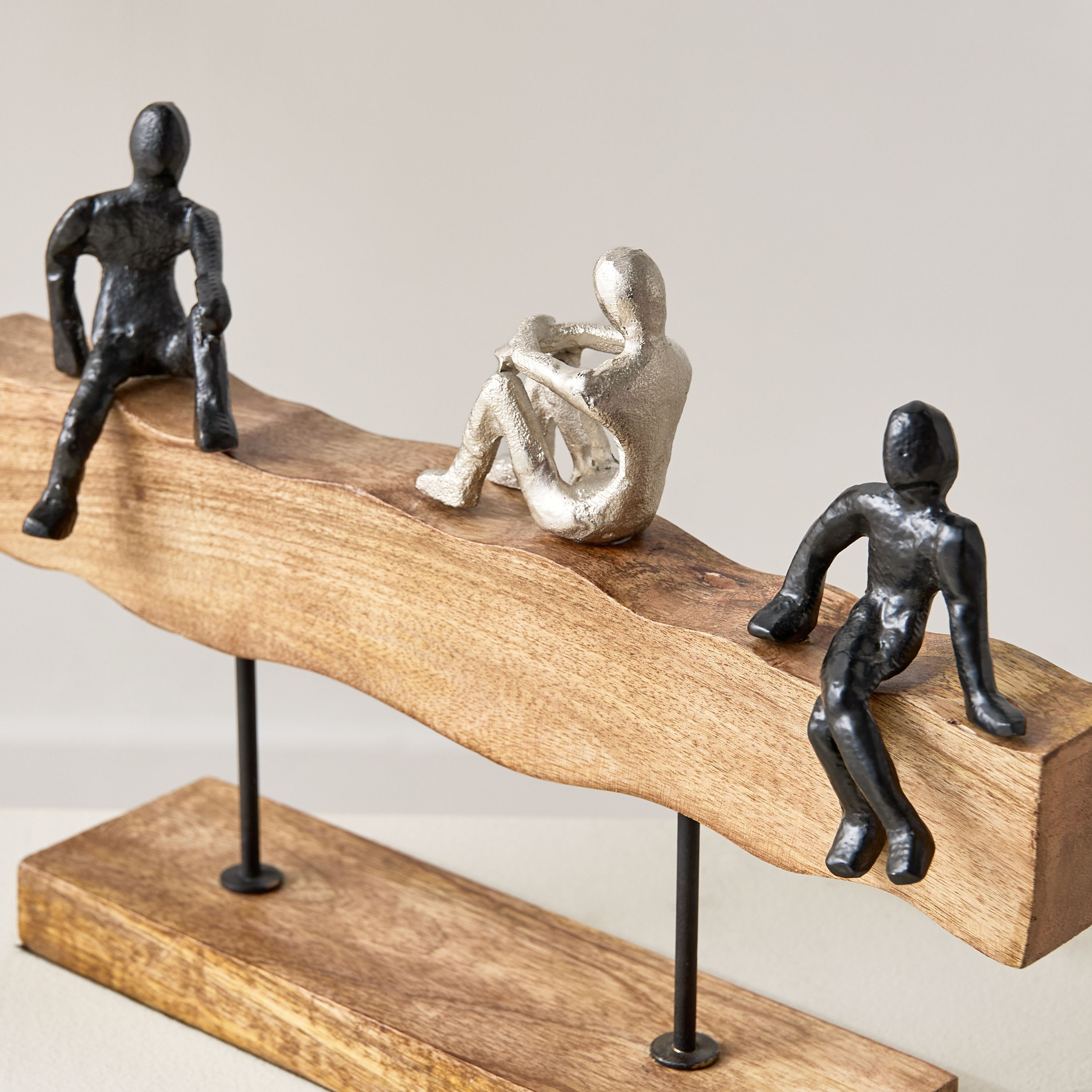 منحوتة ديكور من الألومنيوم بقاعدة خشبية - 38x13x24 سم-hbxhomeware-homedecor-figurinesandornaments-image-3