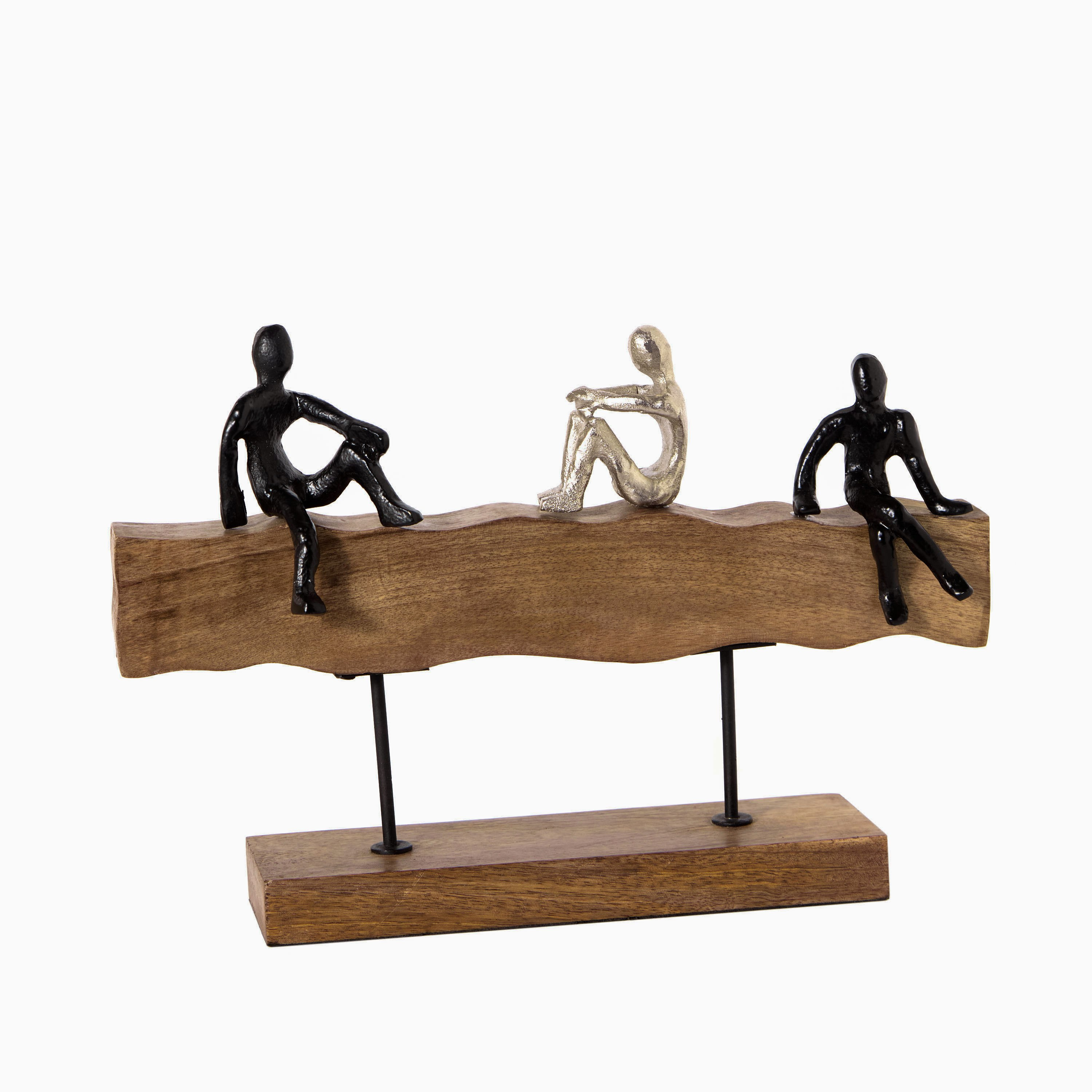 منحوتة ديكور من الألومنيوم بقاعدة خشبية - 38x13x24 سم-hbxhomeware-homedecor-figurinesandornaments-image-5