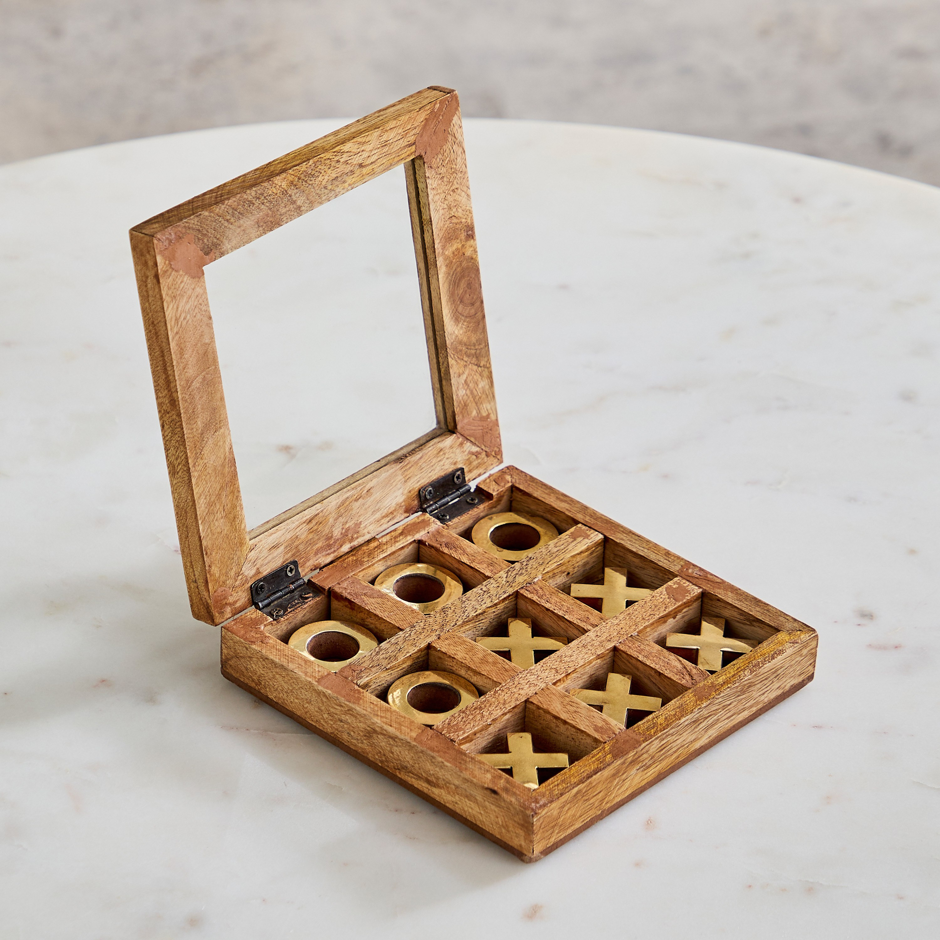 Odin Wooden Cross and Nut Gaming Set with Glass - 15x15x5 cm-hbxhomeware-homedecor-figurinesandornaments-image-1