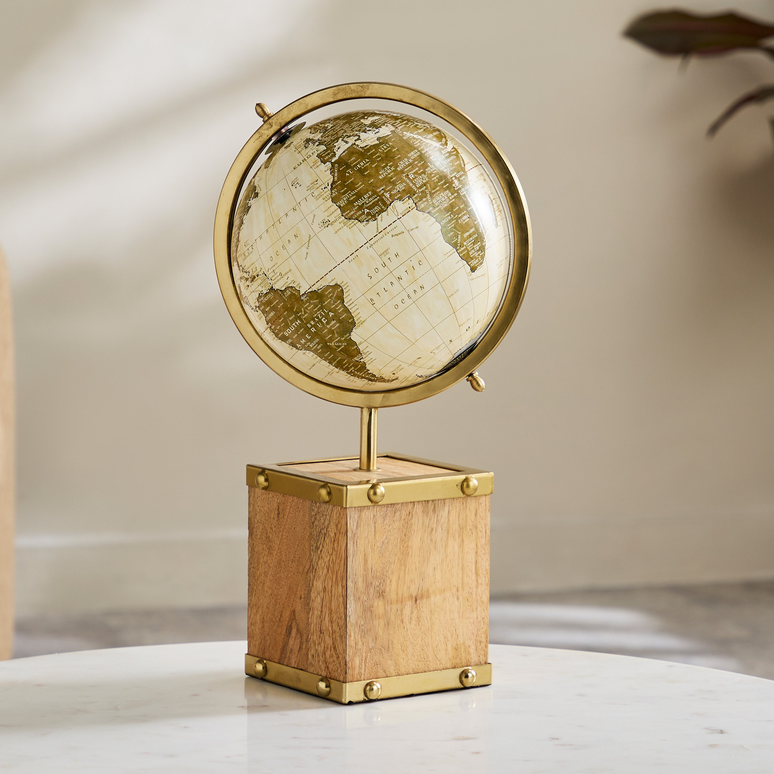 Odin Decorative Globe with Wooden Base - 20x20x38 cm-hbxhomeware-homedecor-figurinesandornaments-image-1