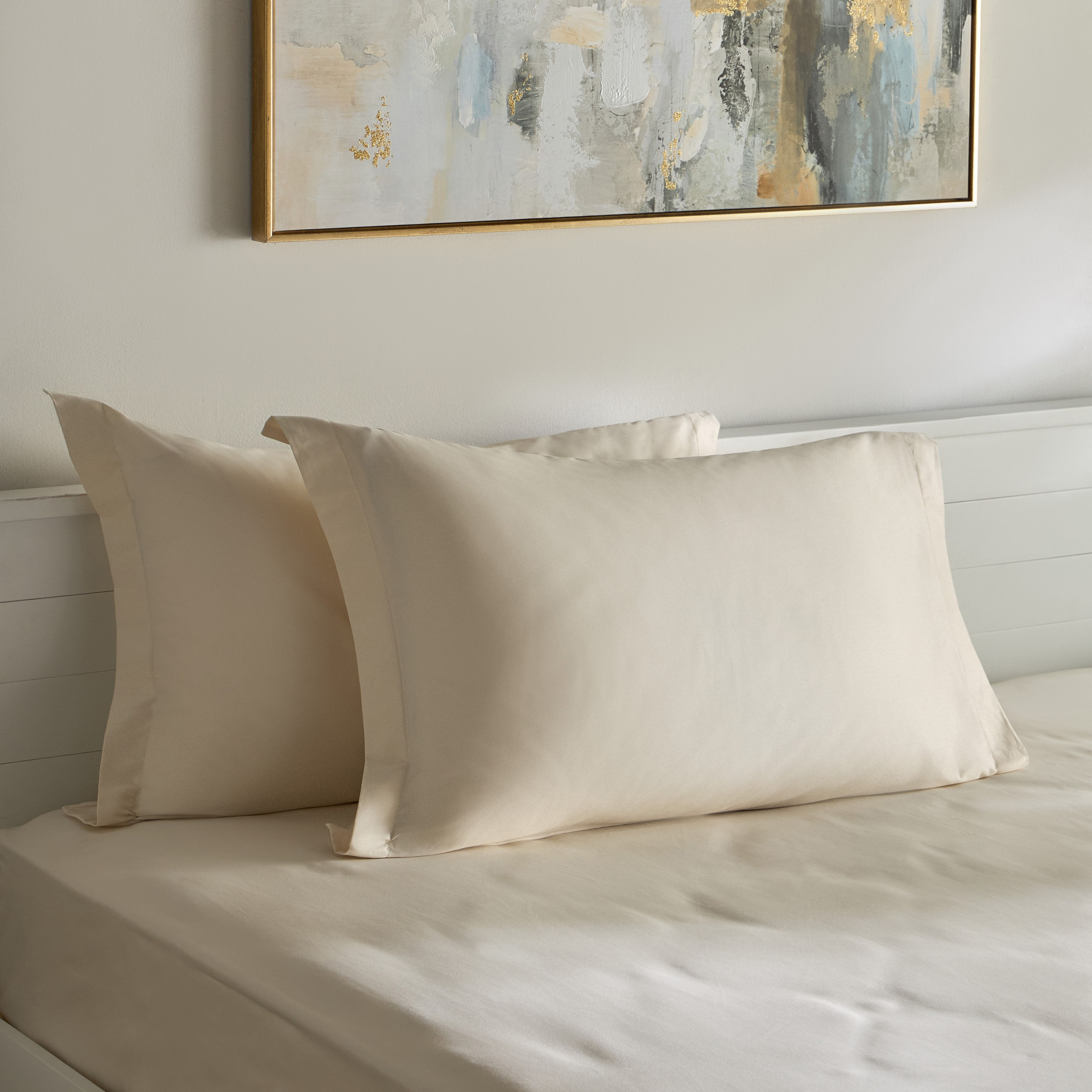 طقم غطاء وسادة من قطعتين سادة من القطن عدد خيوط 400 من أوبولينت لوكس - 50x75+5سم-hbxhomeware-hbxbedroom-image-1