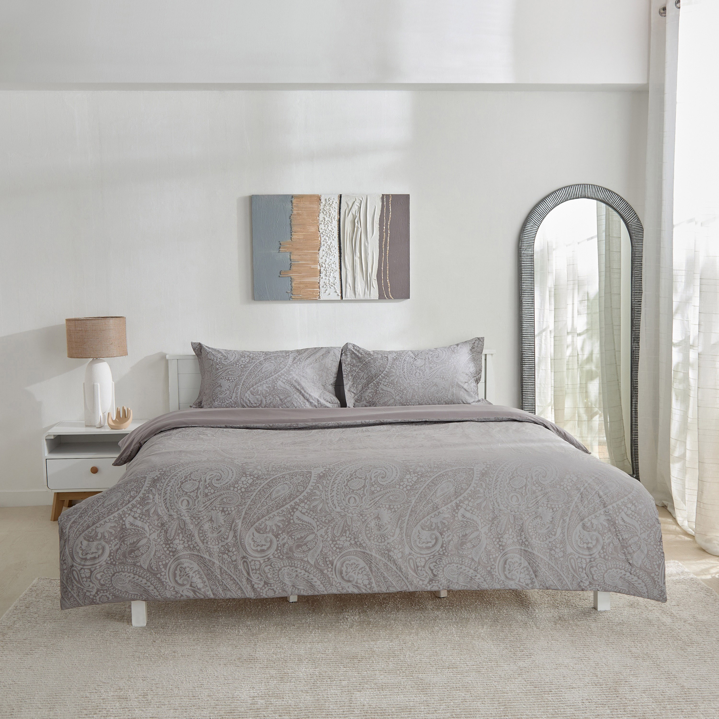 Opulent Luxe 400 Thread Count 3-Piece Jacquard Khadi Print Queen King Duvet Cover Set - 220x220 cm-hbxhomeware-hbxbedroom-image-3