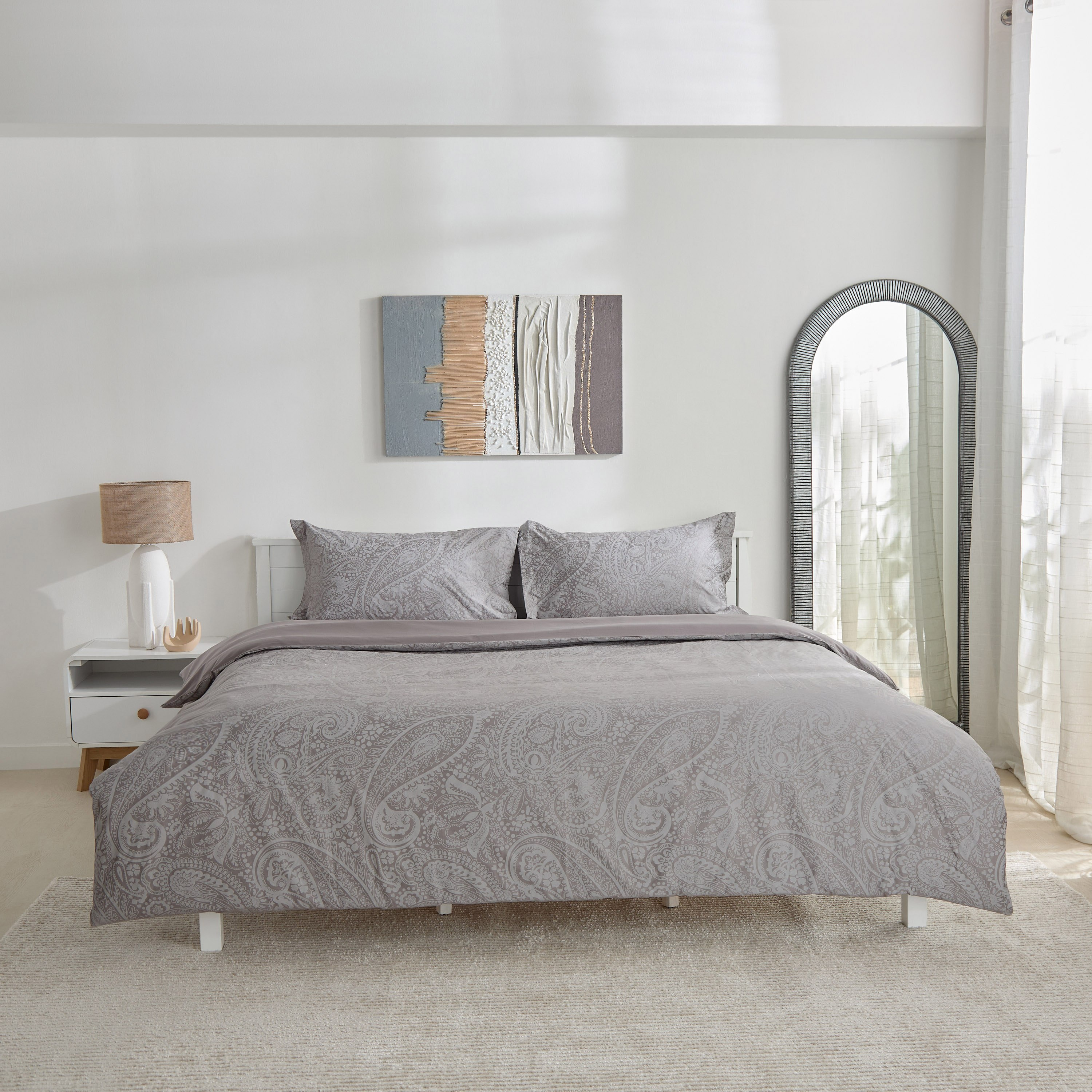 Opulent Luxe 400 Thread Count 3-Piece Cotton Jacquard Khadi Super King Duvet Cover Set - 220x240 cm-hbxhomeware-hbxbedroom-image-3