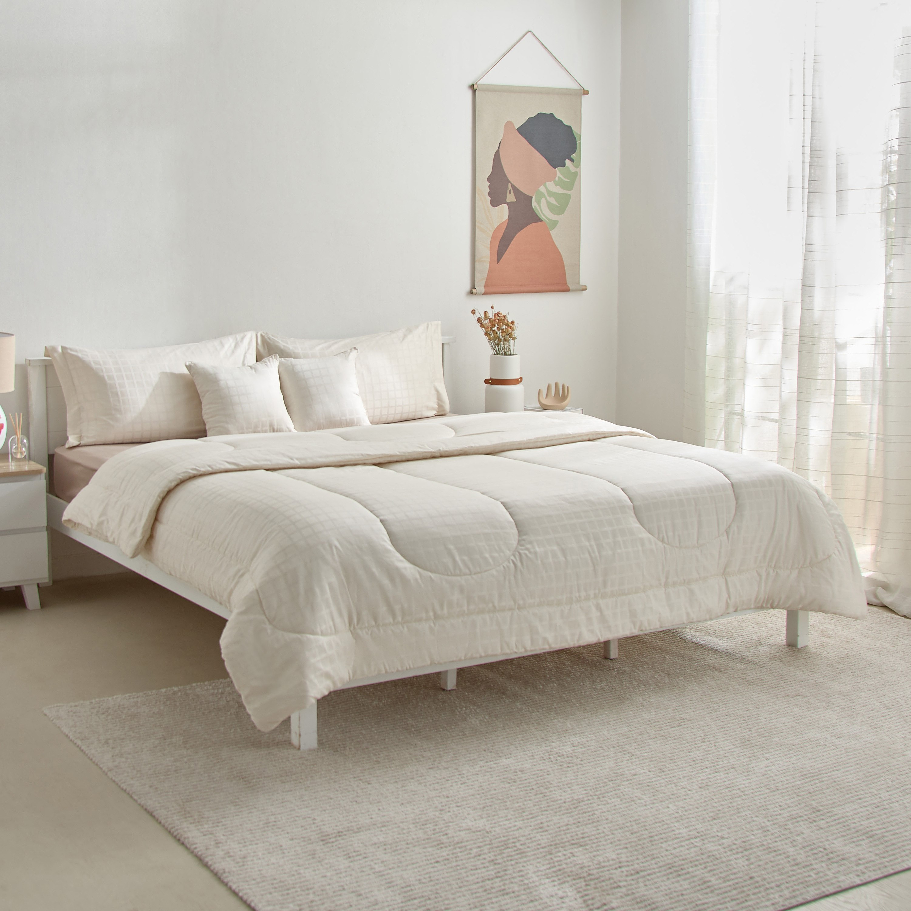 طقم لحاف كينج قطن 5 قطع دوبي سادة من أوبولينت لوكس - 220x240 سم-hbxhomeware-hbxbedroom-image-2