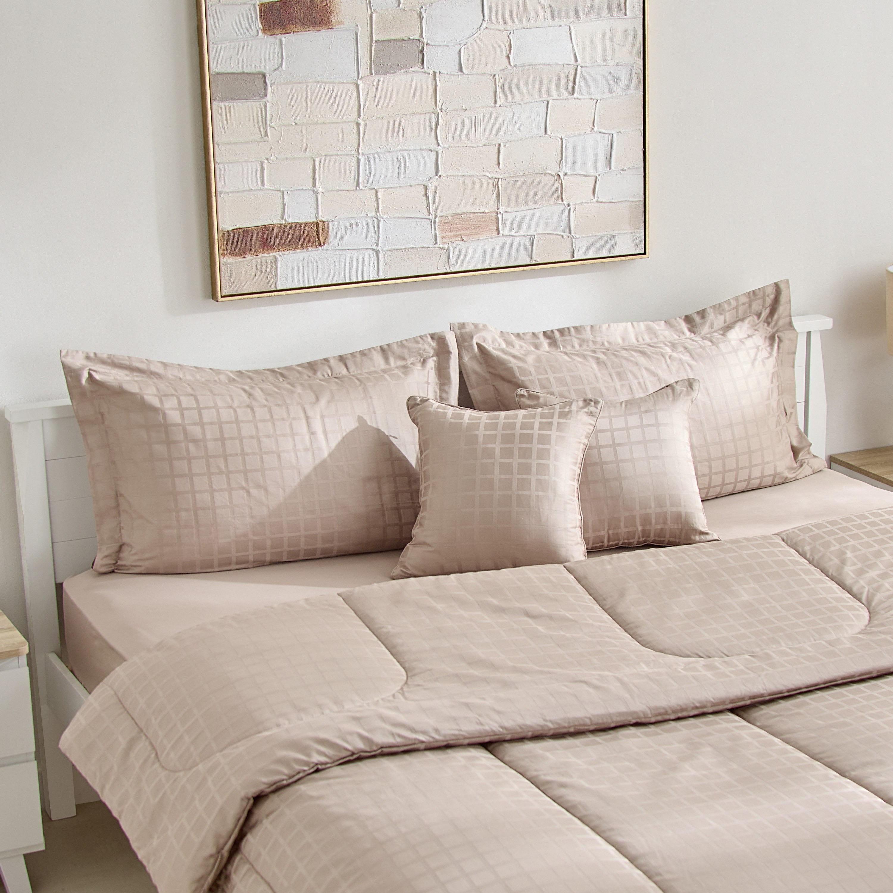 طقم لحاف كينج قطن سادة 5 قطع دوبي من أوبولينت لوكس - 220x240 سم-hbxhomeware-hbxbedroom-image-1