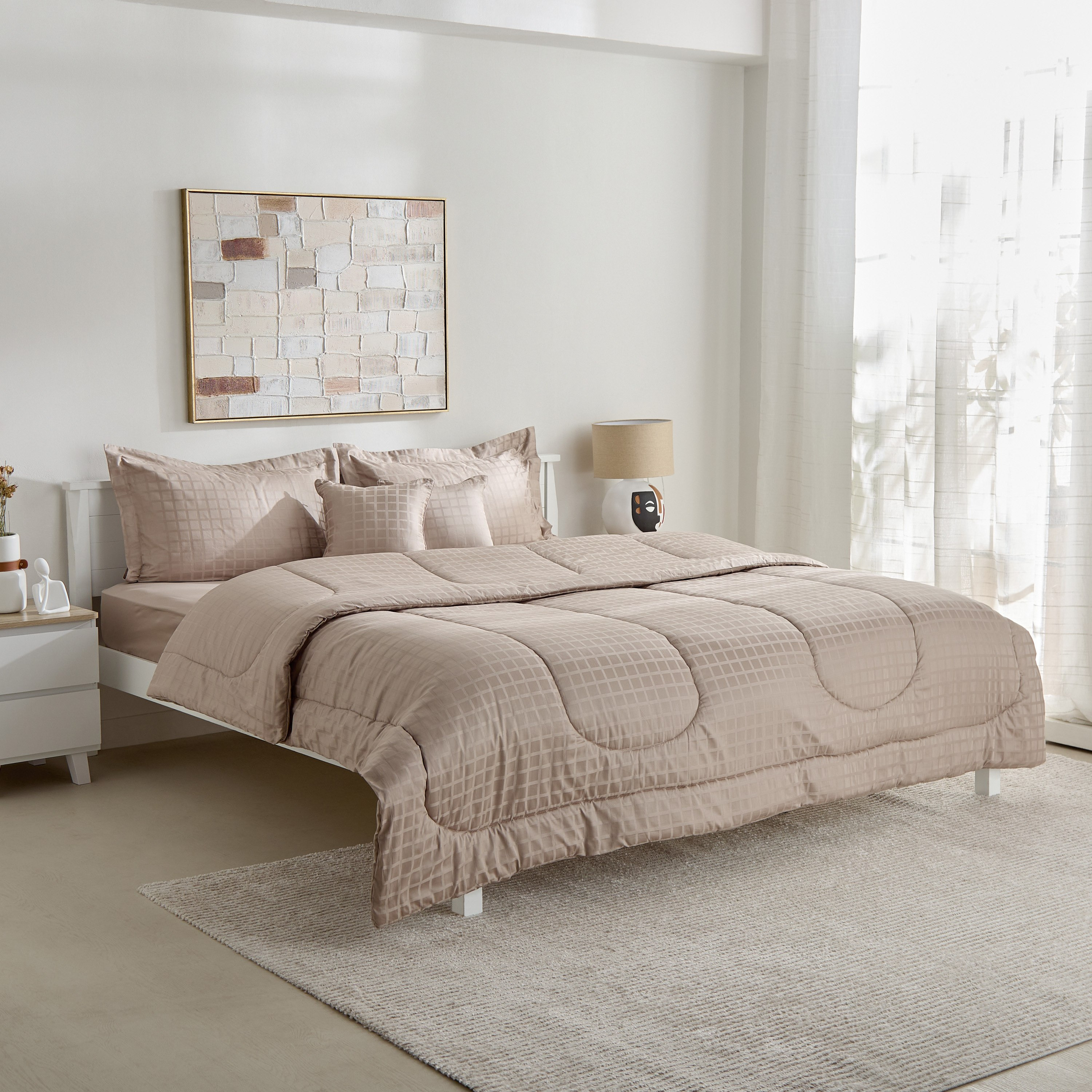 طقم لحاف كينج قطن سادة 5 قطع دوبي من أوبولينت لوكس - 220x240 سم-hbxhomeware-hbxbedroom-image-2