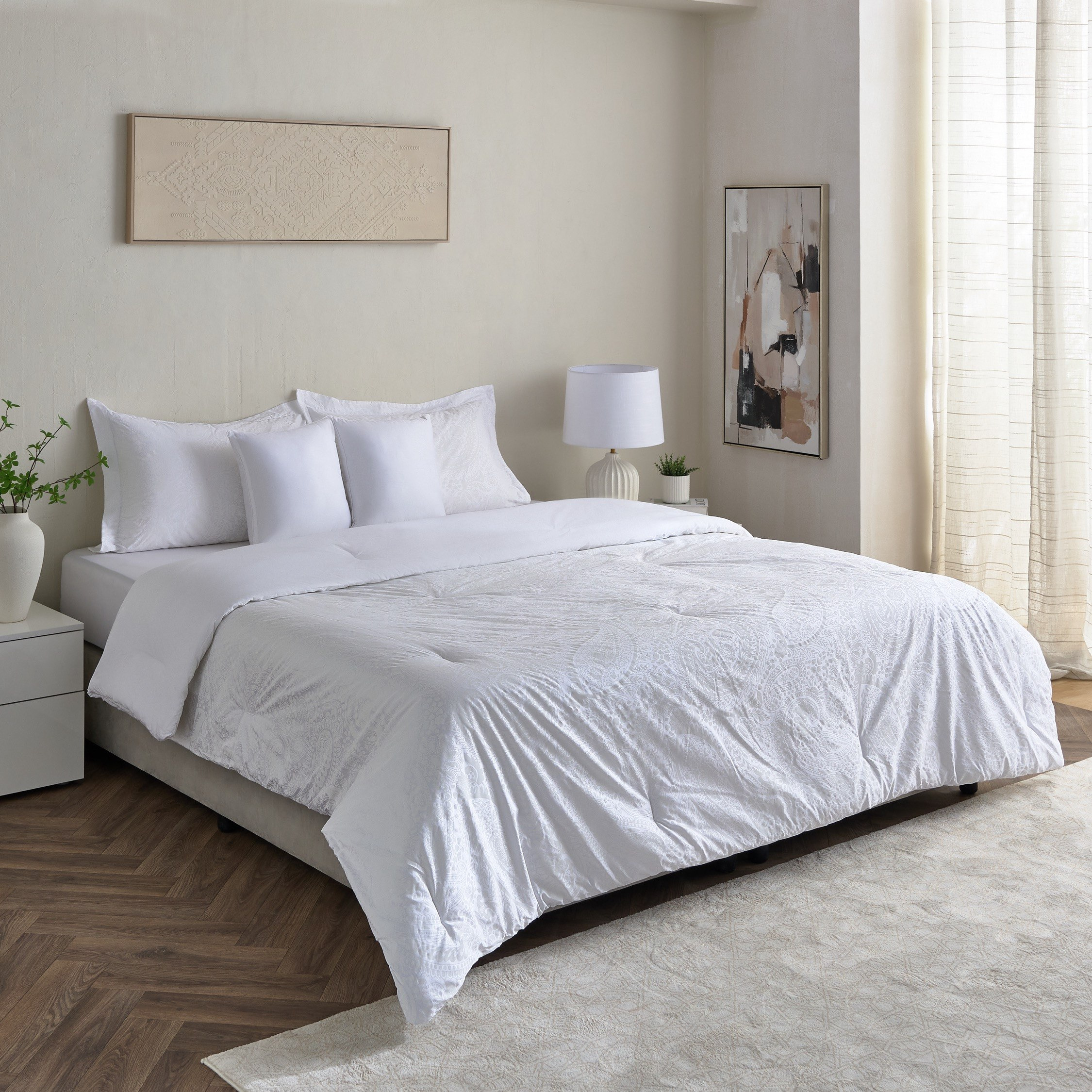 Opulent Luxe 400 Thread Count 5-Piece Jacquard Khadi Print Cotton King Comforter Set - 220x240 cm-hbxhomeware-hbxbedroom-image-8