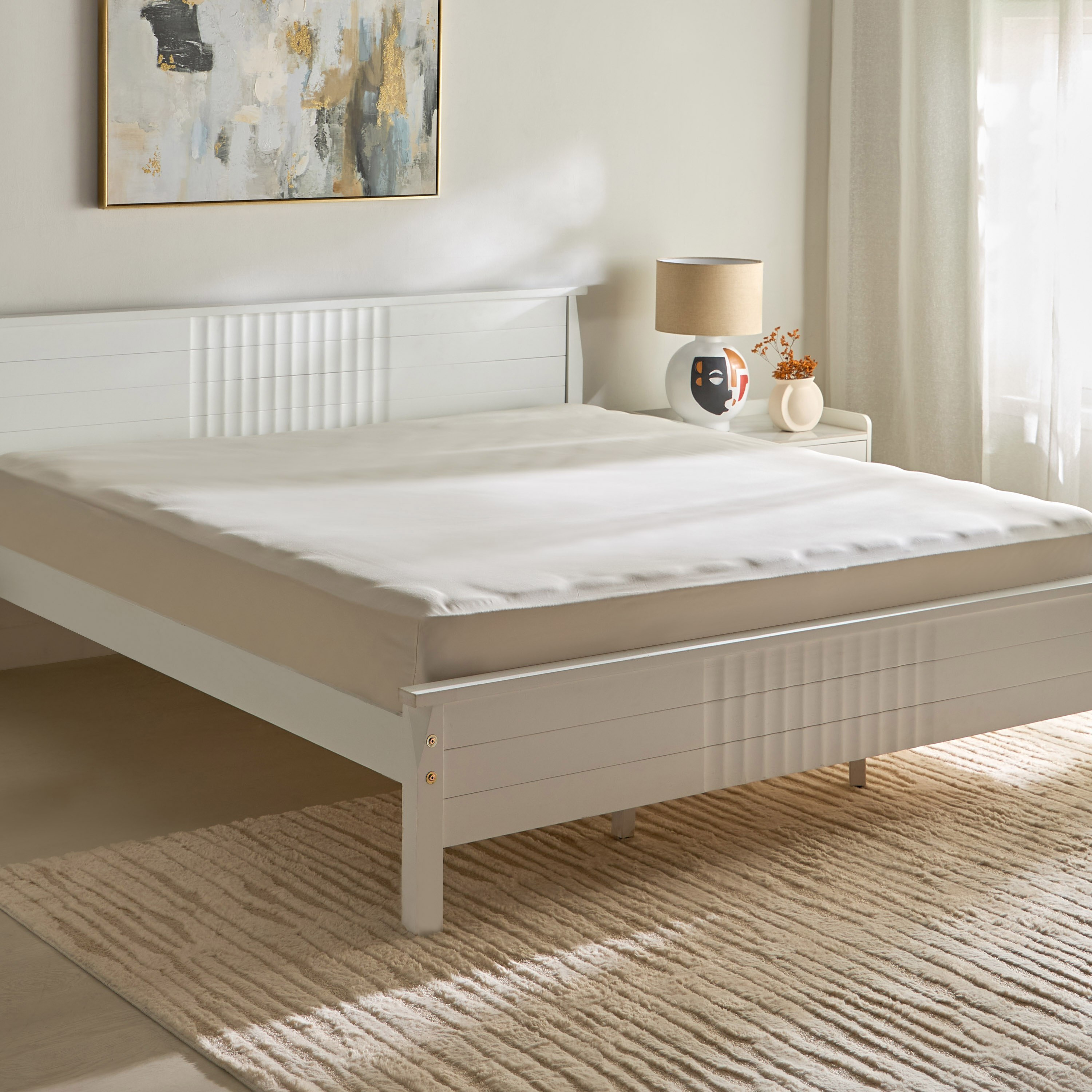 شرشف مطاطي كوين سادة من القطن عدد خيوط 400 من أوبولينت لوكس - 150x200+40 سم-hbxhomeware-hbxbedroom-image-2
