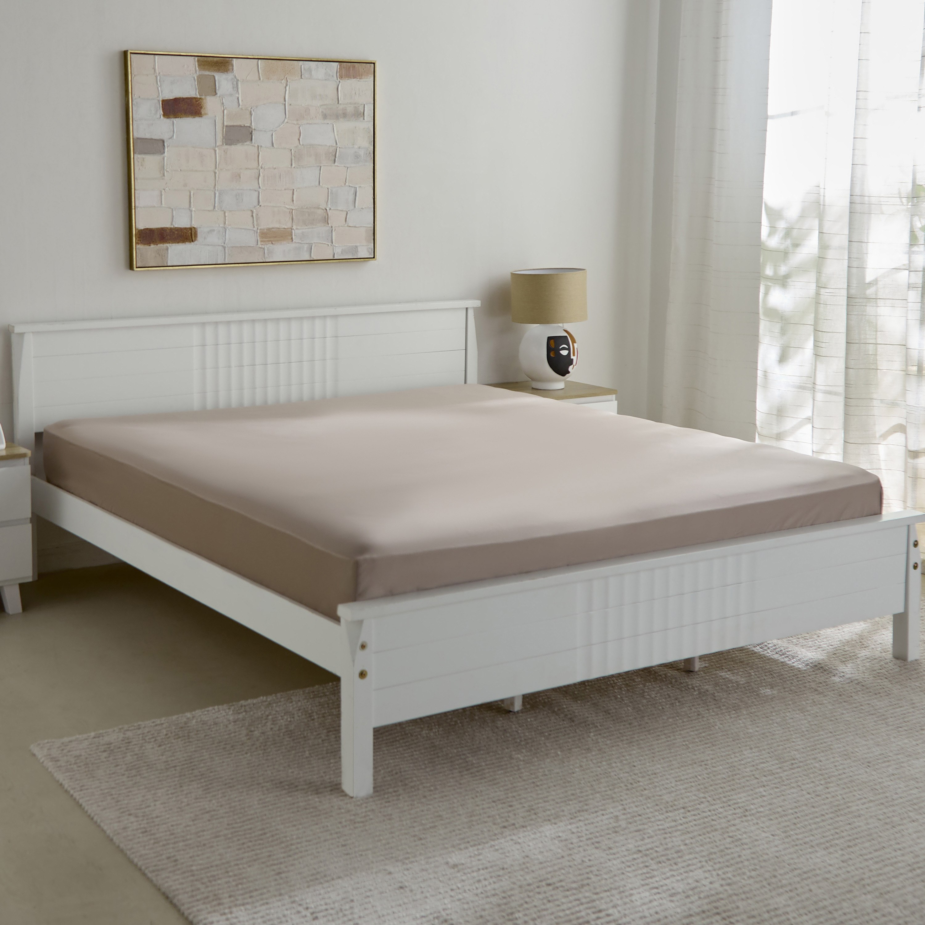 شرشف مطاطي كوين قطن سادة من أوبولينت لوكس - 150x200+40 سم-hbxhomeware-hbxbedroom-image-1