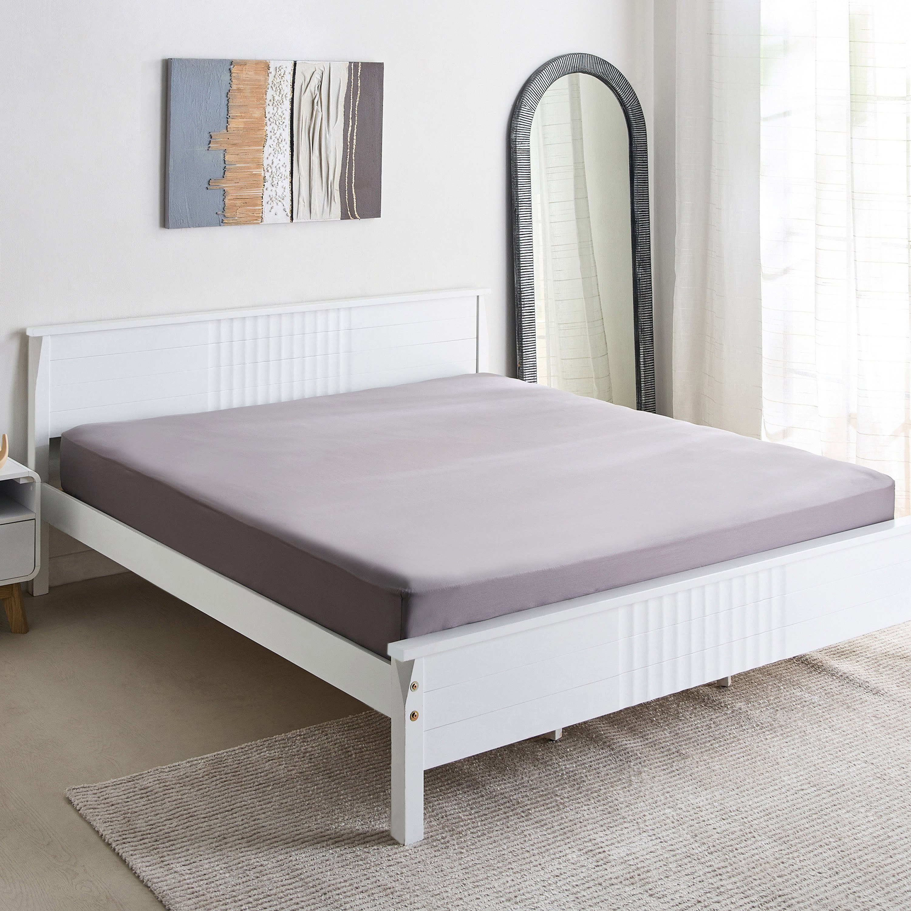 شرشف مطاطي كوين قطن سادة من أوبولينت لوكس - 150x200+40 سم-hbxhomeware-hbxbedroom-image-2