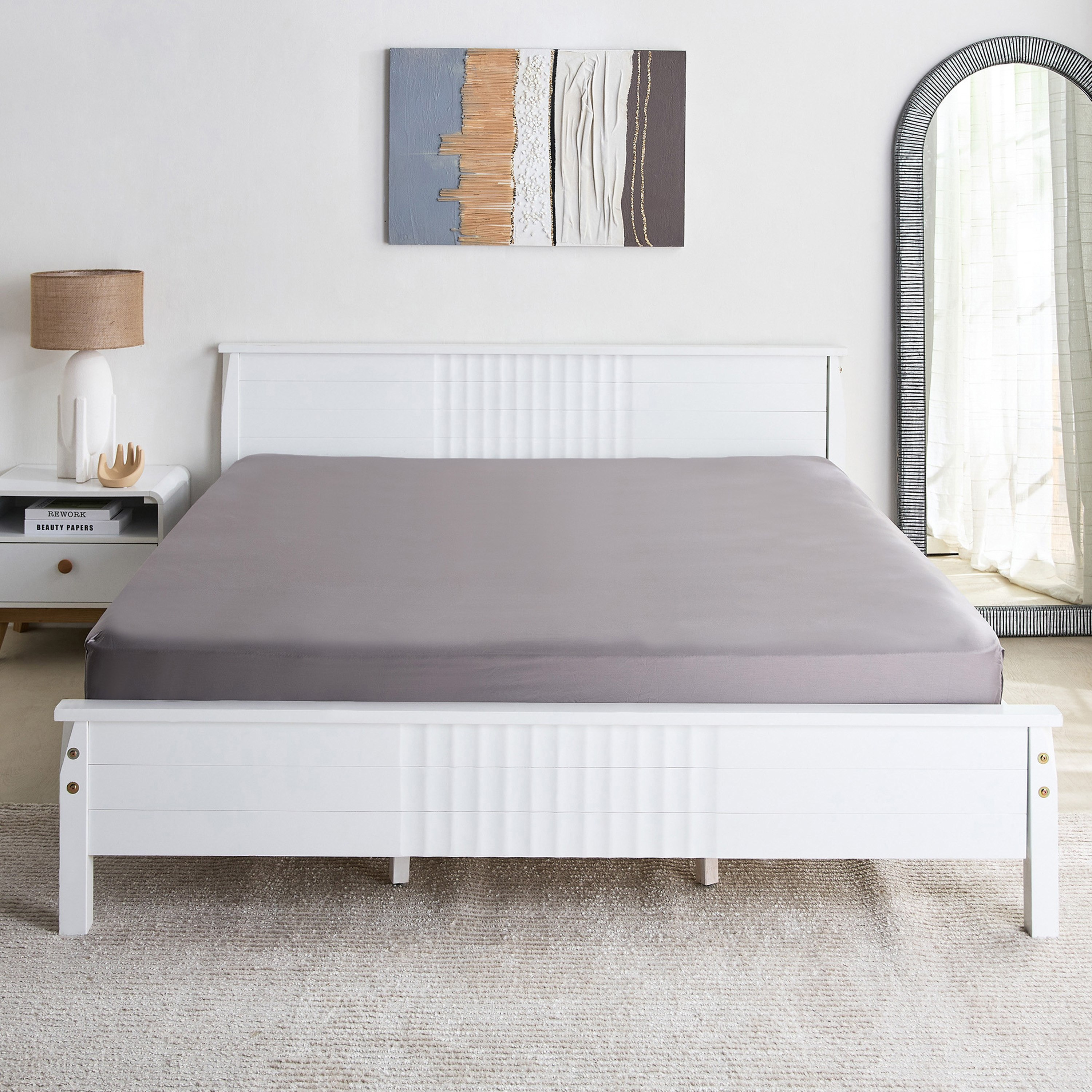 شرشف مطاطي كوين قطن سادة من أوبولينت لوكس - 150x200+40 سم-hbxhomeware-hbxbedroom-image-3