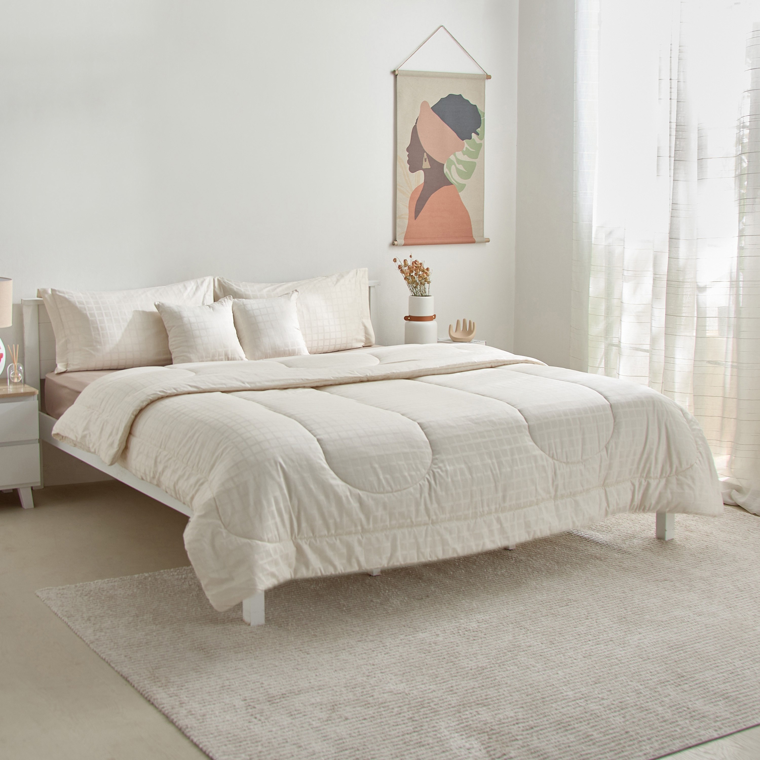 طقم لحاف سوبر كينج قطن 5 قطع دوبي سادة من أوبولينت لوكس - 240x240 سم-hbxhomeware-hbxbedroom-image-2
